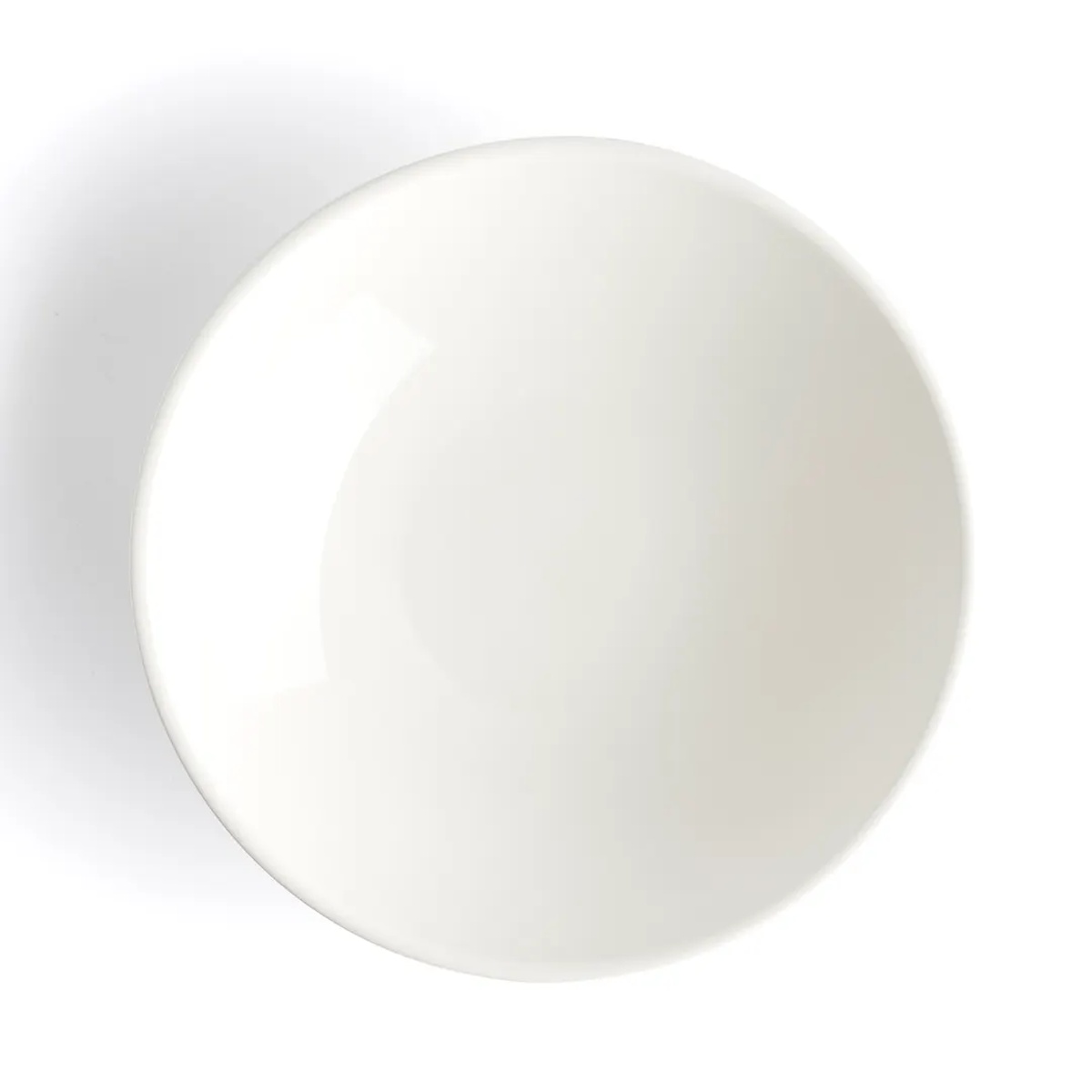 Browne USA 5630154 white round porcelain bowl, overhead top-down view showing interior
