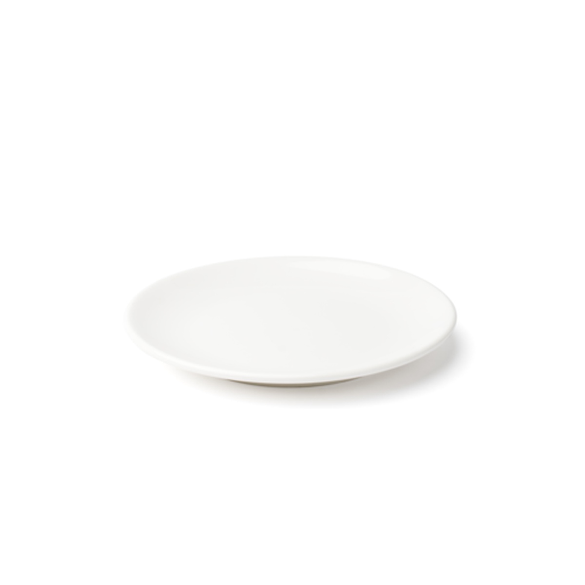 Browne USA Foodservice 5630162 6.5-inch white round coupe plate, side-angle view