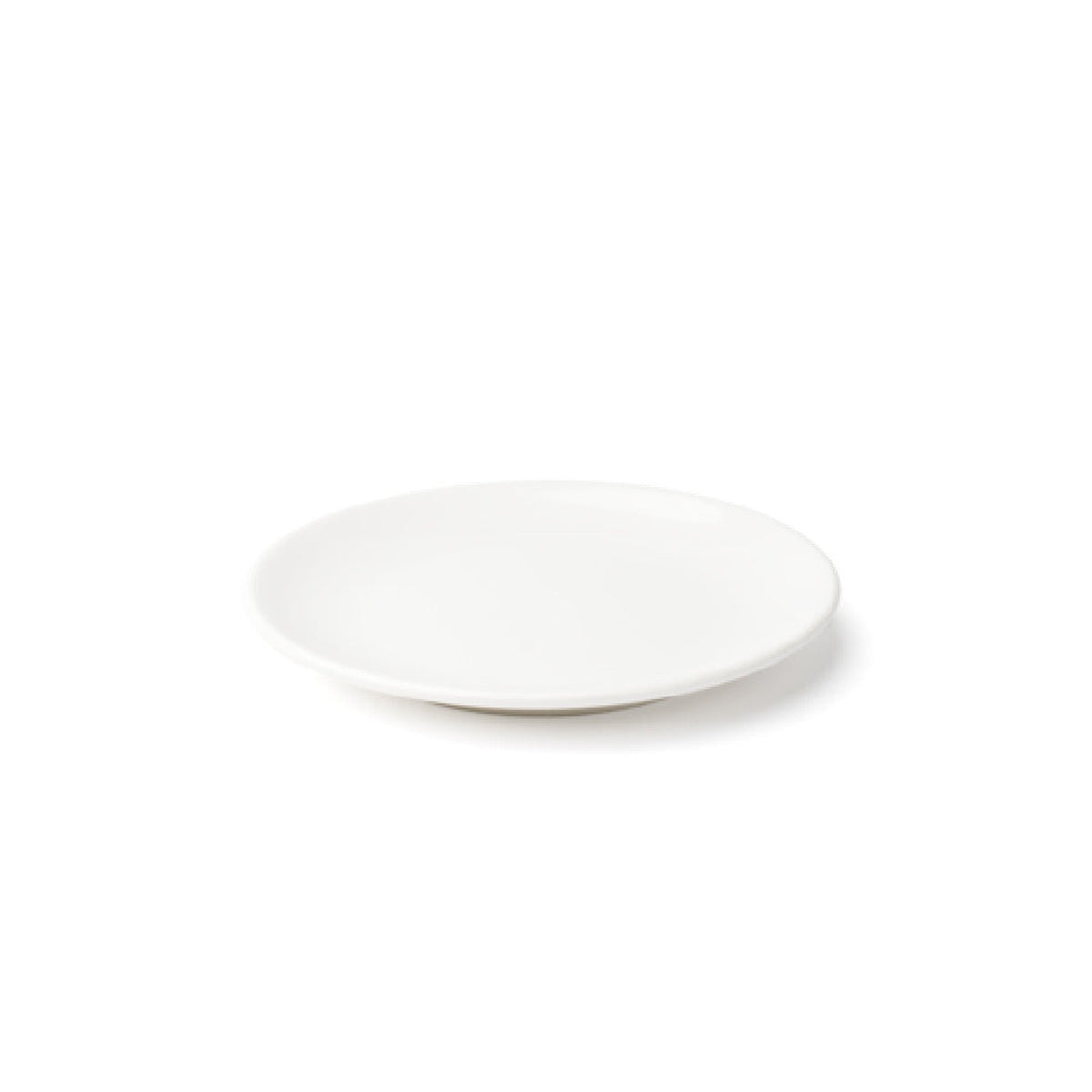 Browne USA Foodservice 5630162 white round coupe plate, angled three-quarter view