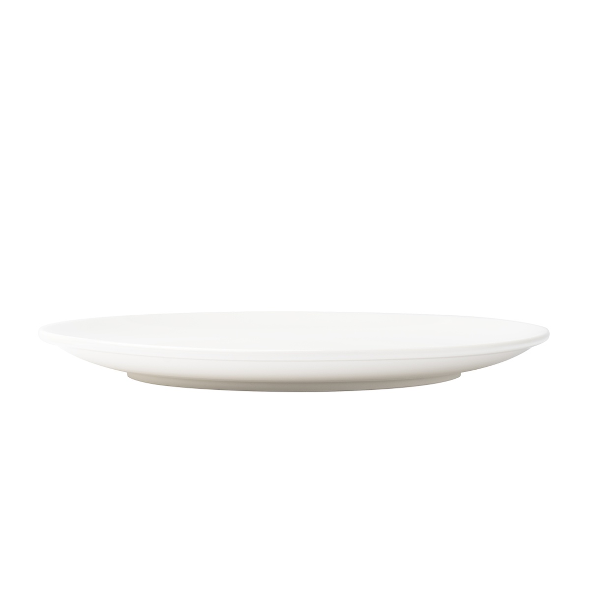 Browne Foundation 10-inch white coupe plate side profile view showing low coupe height
