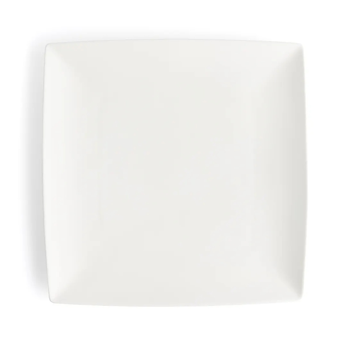 Browne USA 5630191 white square coupe china plate, top-down overhead view showing full surface