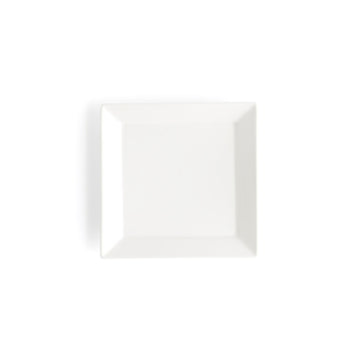 Browne USA Foodservice 5630192 white square porcelain plate with wide rim, top-down view