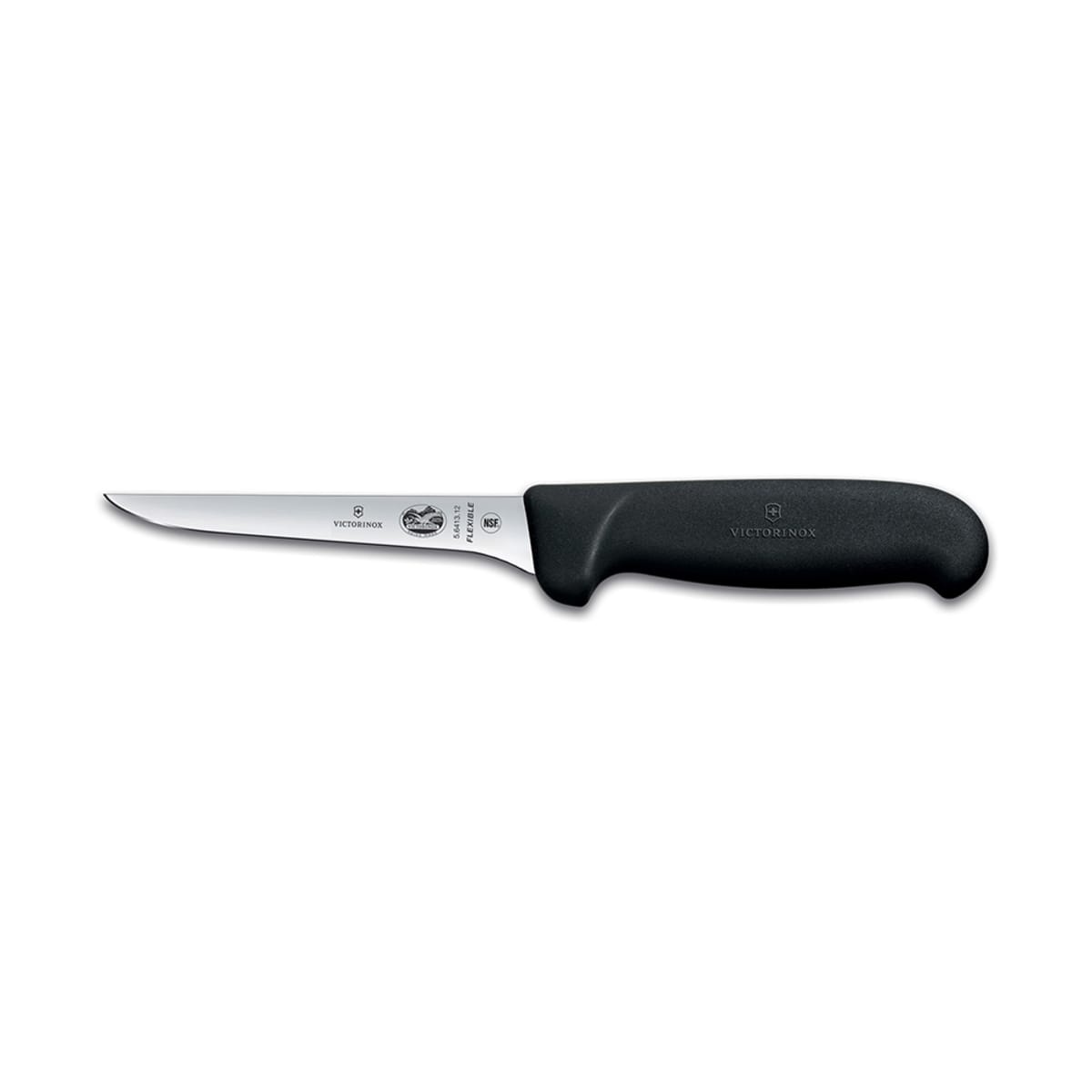 Victorinox 5.6413.12 flexible boning knife with narrow 5-inch blade and black Fibrox Pro handle