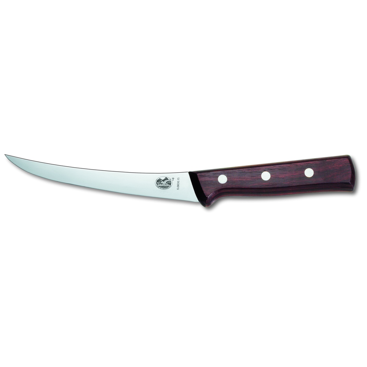 Victorinox 5.6606.12 curved semi-stiff boning knife with rosewood handle and stainless steel blade