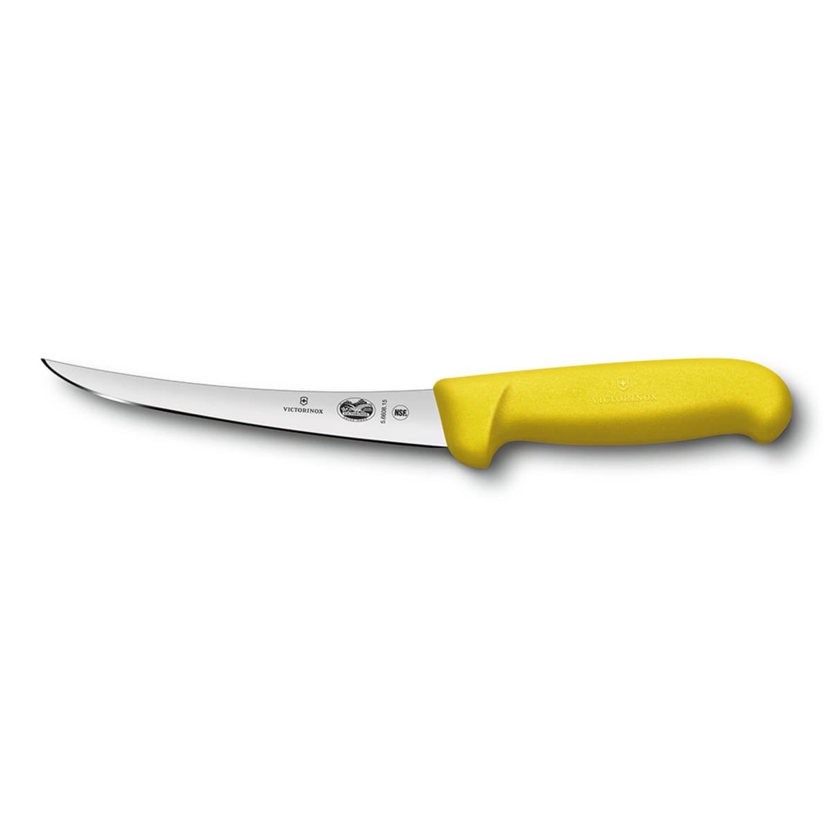 Victorinox 5.6608.15 curved semi-stiff boning knife with 6-inch high carbon stainless steel blade and yellow Fibrox Pro handle