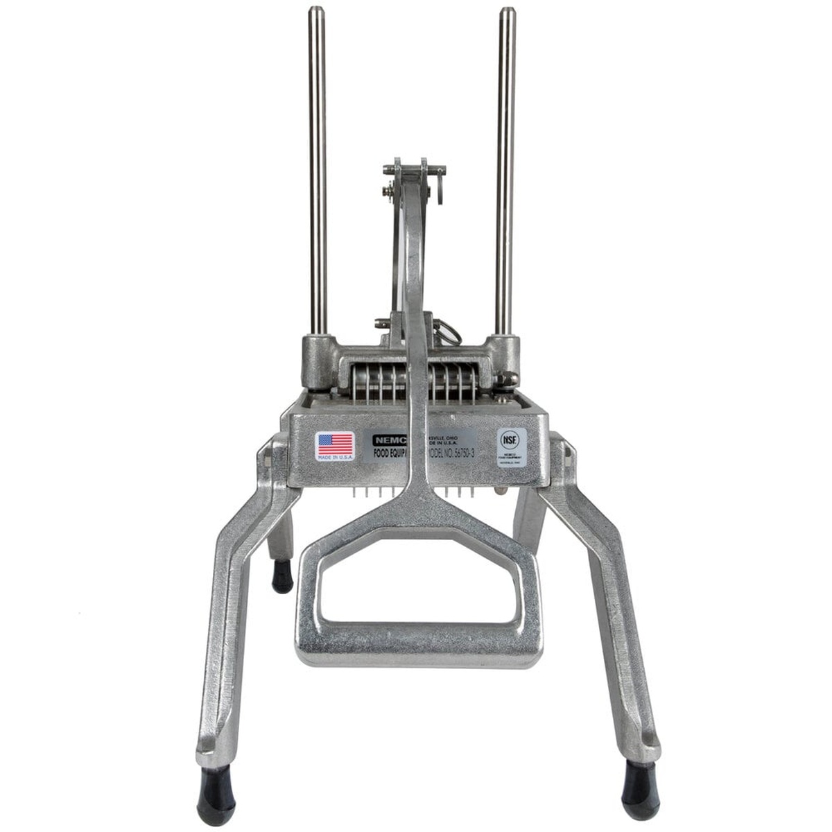 Front view of Nemco slicer showing blade assembly and NSF certification