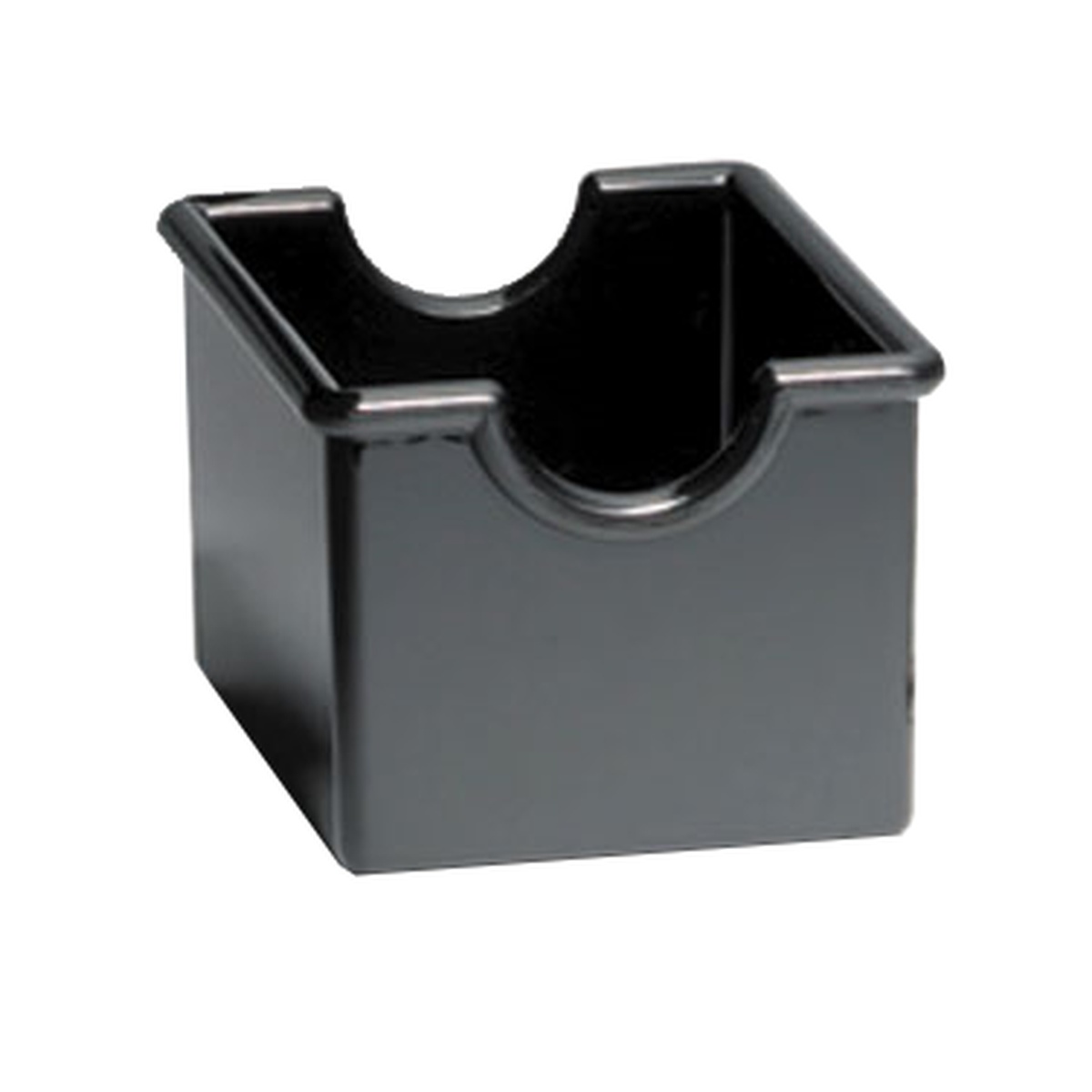 TableCraft 56B black rectangular styrene sugar packet holder with open top notch