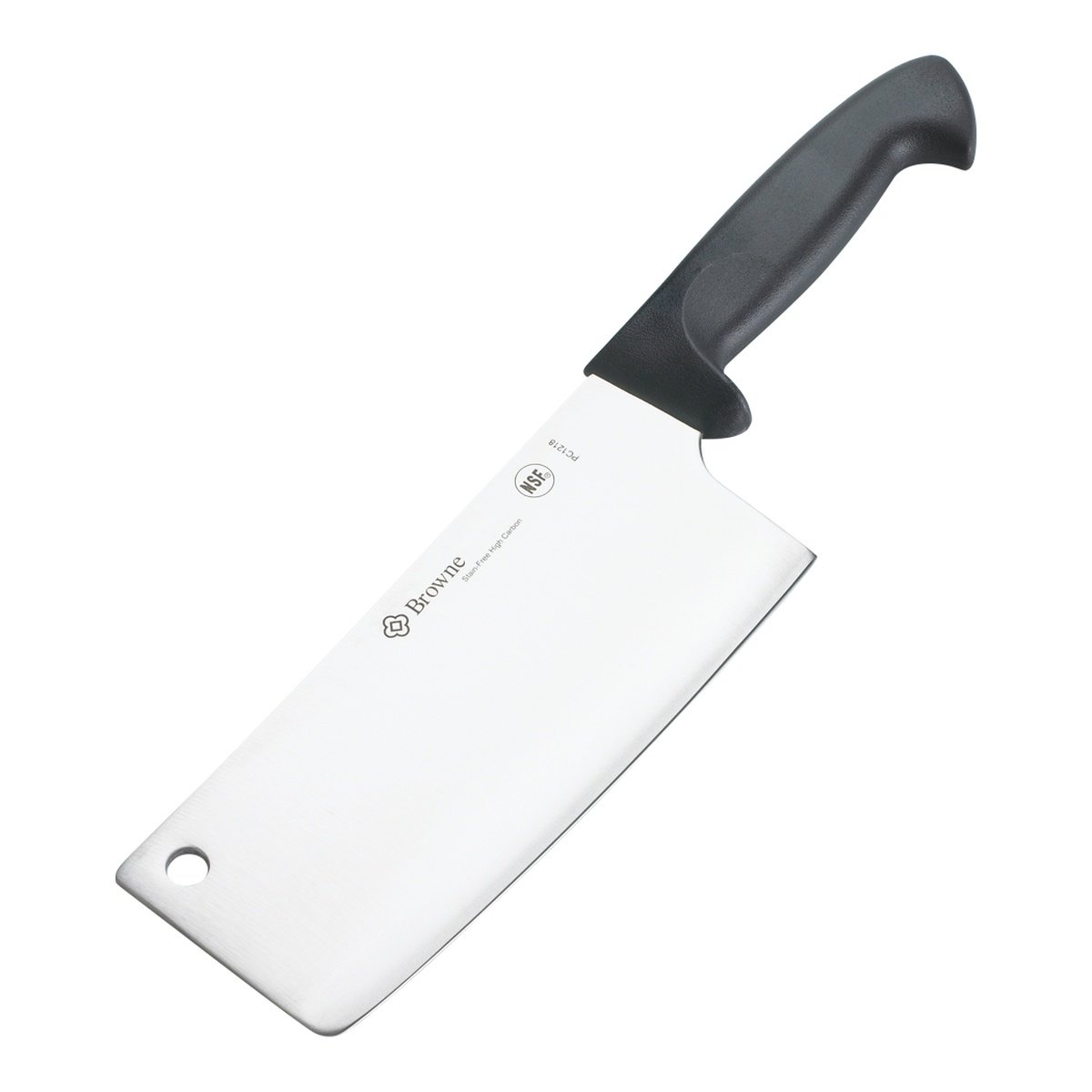Browne PC1218 8-inch cleaver with black ABS handle and stainless high-carbon steel blade