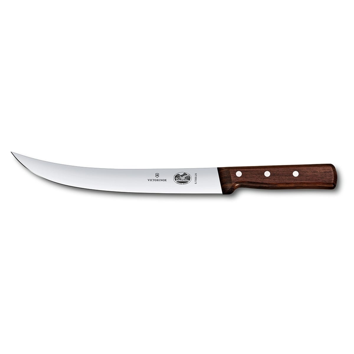 Victorinox 5.7200.25 10-inch curved breaking knife with rosewood triple-rivet handle and stainless steel blade