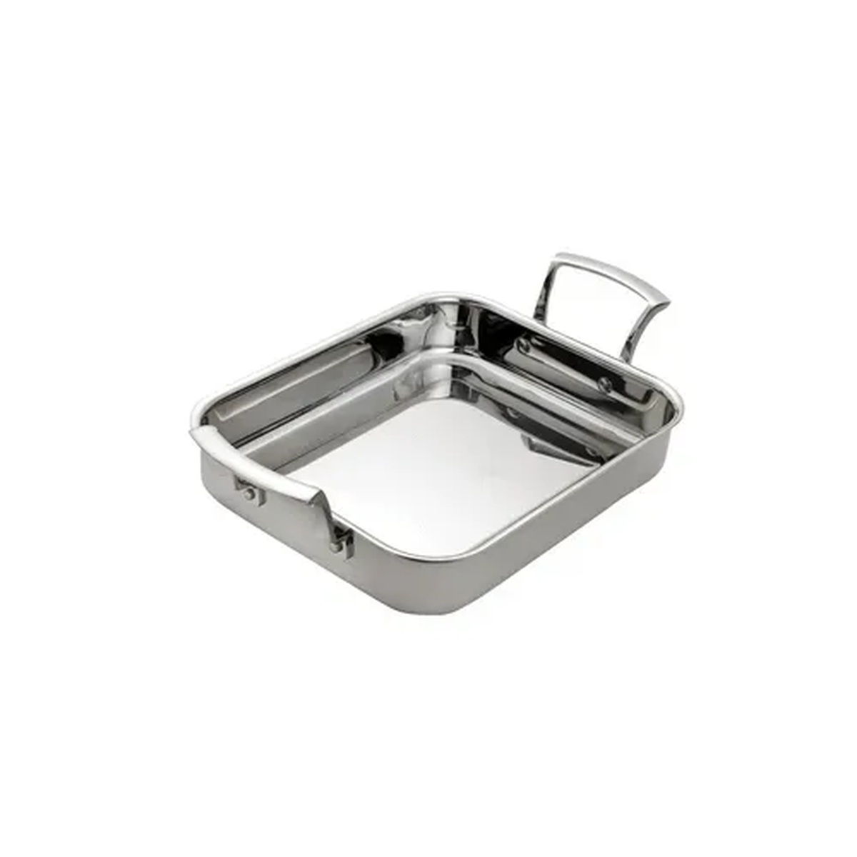 Browne Thermalloy 5724176 stainless steel rectangular roast pan with two riveted ergonomic handles