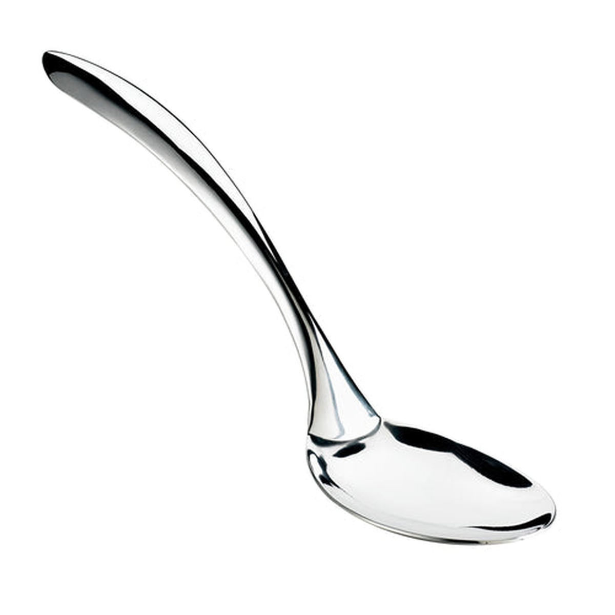 Browne Eclipse 573173 solid serving spoon with curved hollow handle and mirror finish