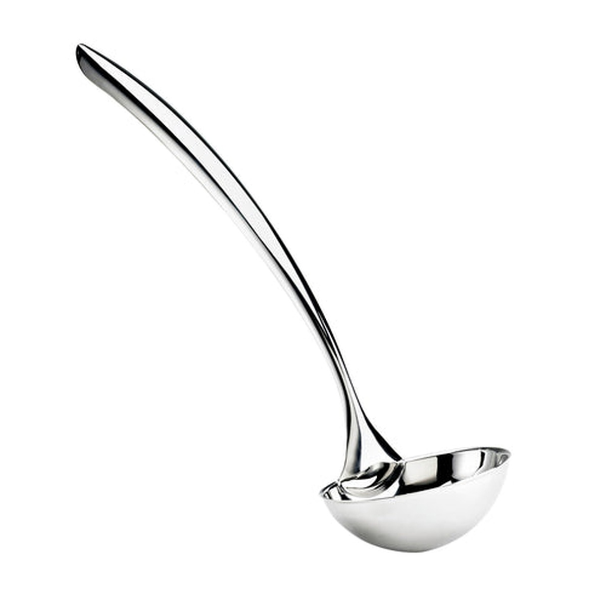 Browne Eclipse 573185 stainless steel serving ladle with mirror finish and curved hollow handle