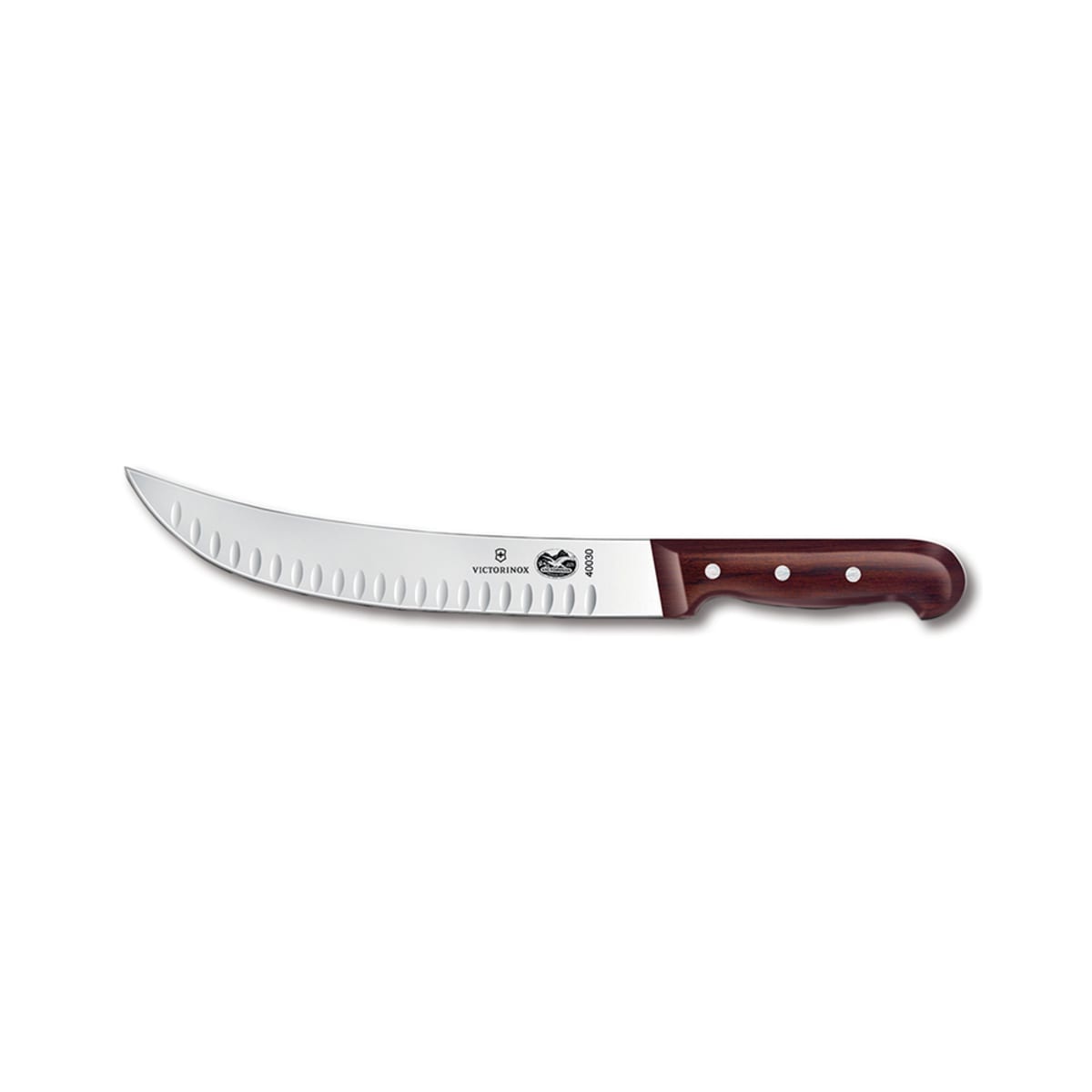 Victorinox 5.7320.25 10-inch granton edge cimeter knife with curved stamped blade and rosewood handle