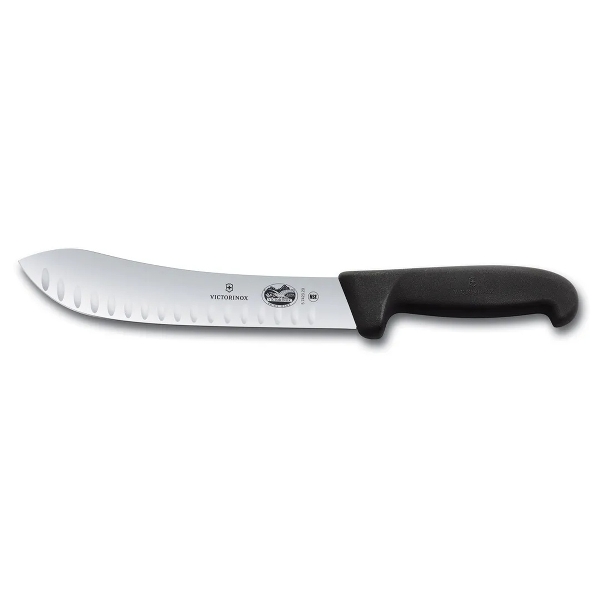 Victorinox 5.7423.20B 8-inch butcher knife with granton edge stainless steel blade and black Fibrox handle