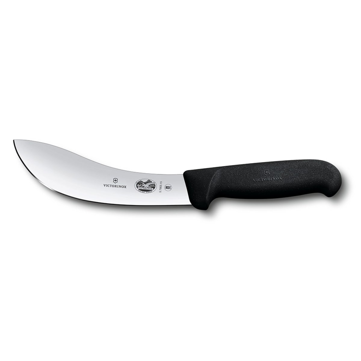 Victorinox 5.7803.15 curved skinning knife with stainless steel blade and black Fibrox Pro handle