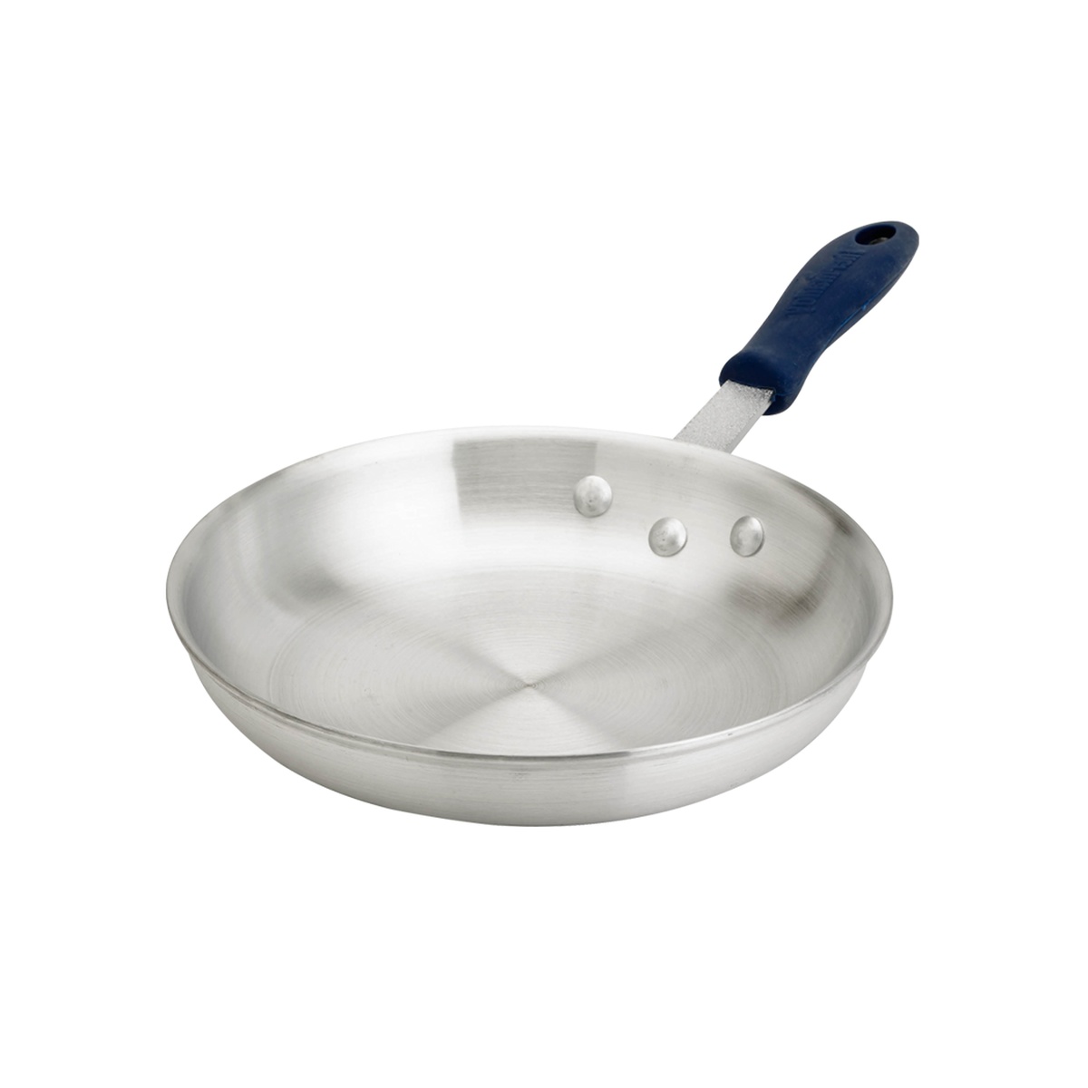 Browne Thermalloy 10 inch aluminum fry pan with blue silicone sleeve