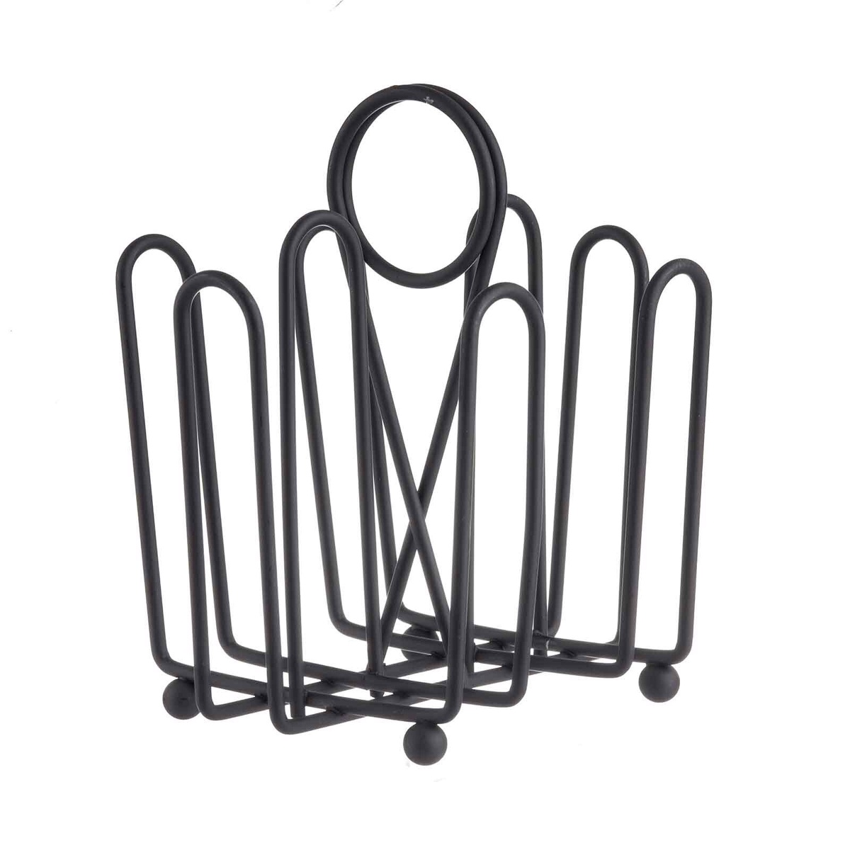 Tablecraft 597CBK black wire jelly packet holder, angled three-quarter view showing merchandising ring