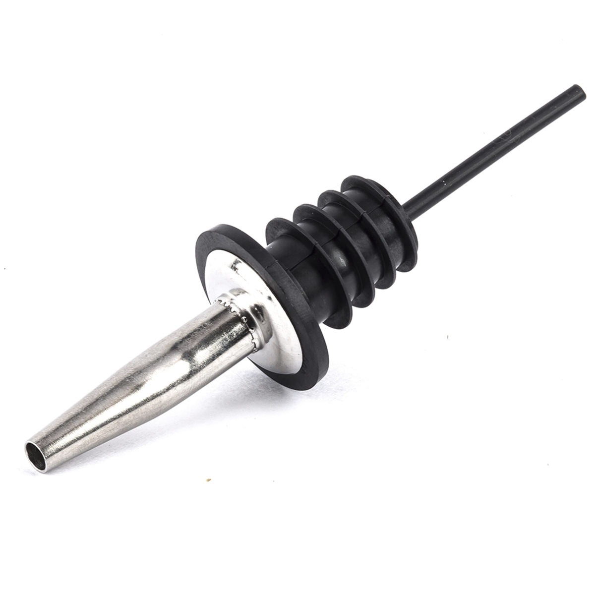 Tablecraft 599P pourer showing stainless steel spout and vent tube in angled detail view