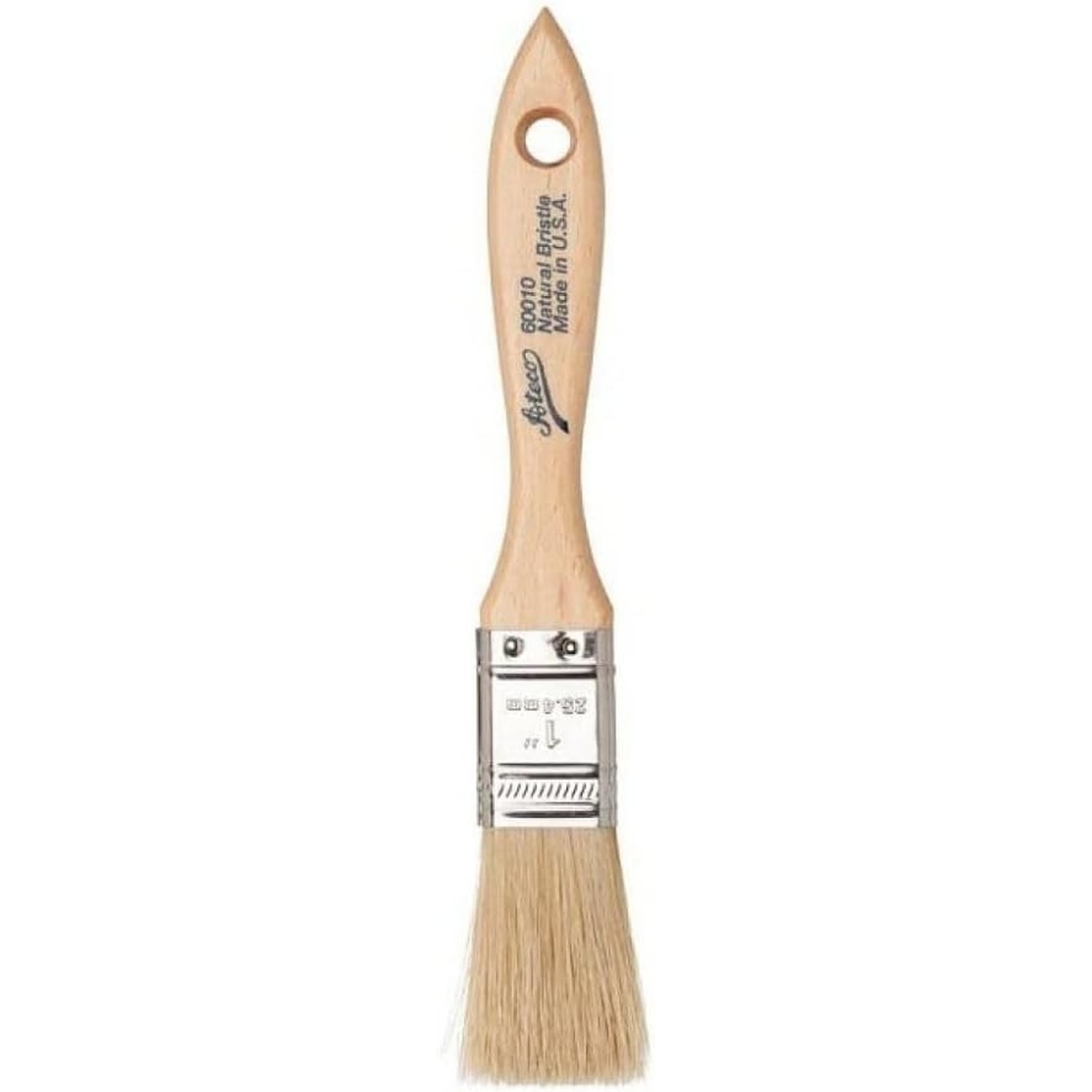 Ateco 60010 1-inch flat pastry brush with natural boar bristles, stainless steel ferrule, and sanded beech wood handle