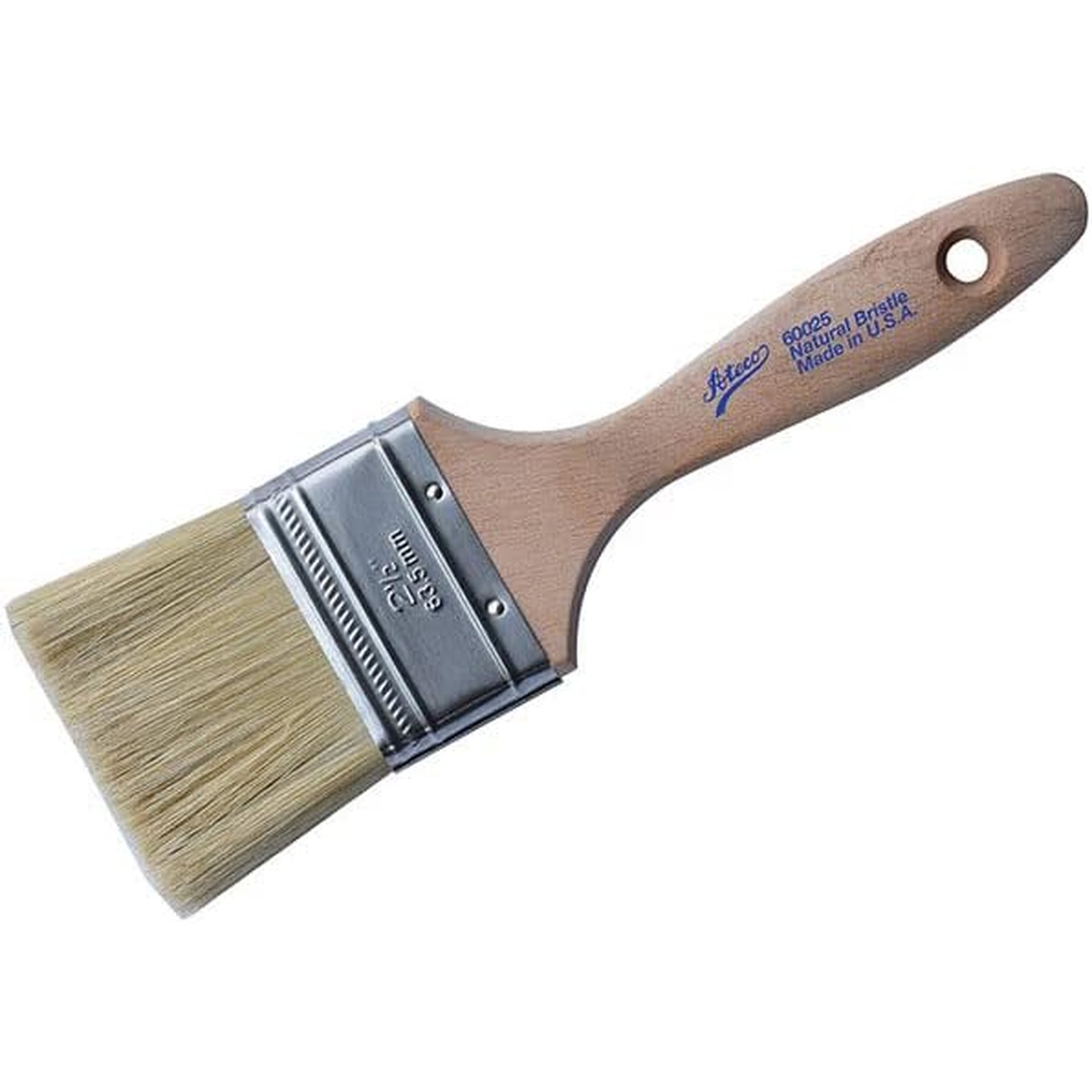 Ateco 60025 pastry brush with natural white boar bristles, stainless steel ferrule, and sanded beech wood handle