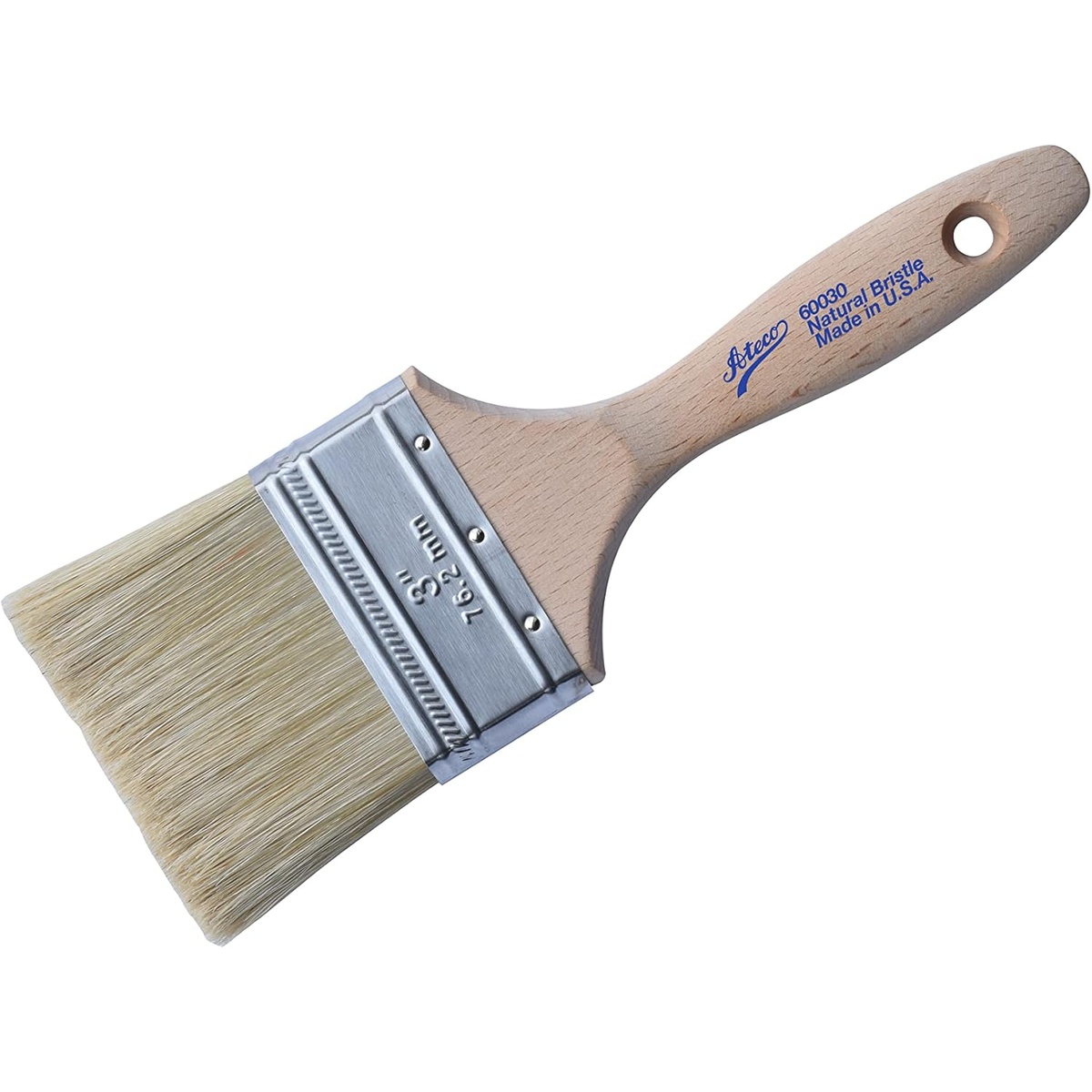 Ateco 60030 natural bristle pastry brush with wooden handle and metal ferrule