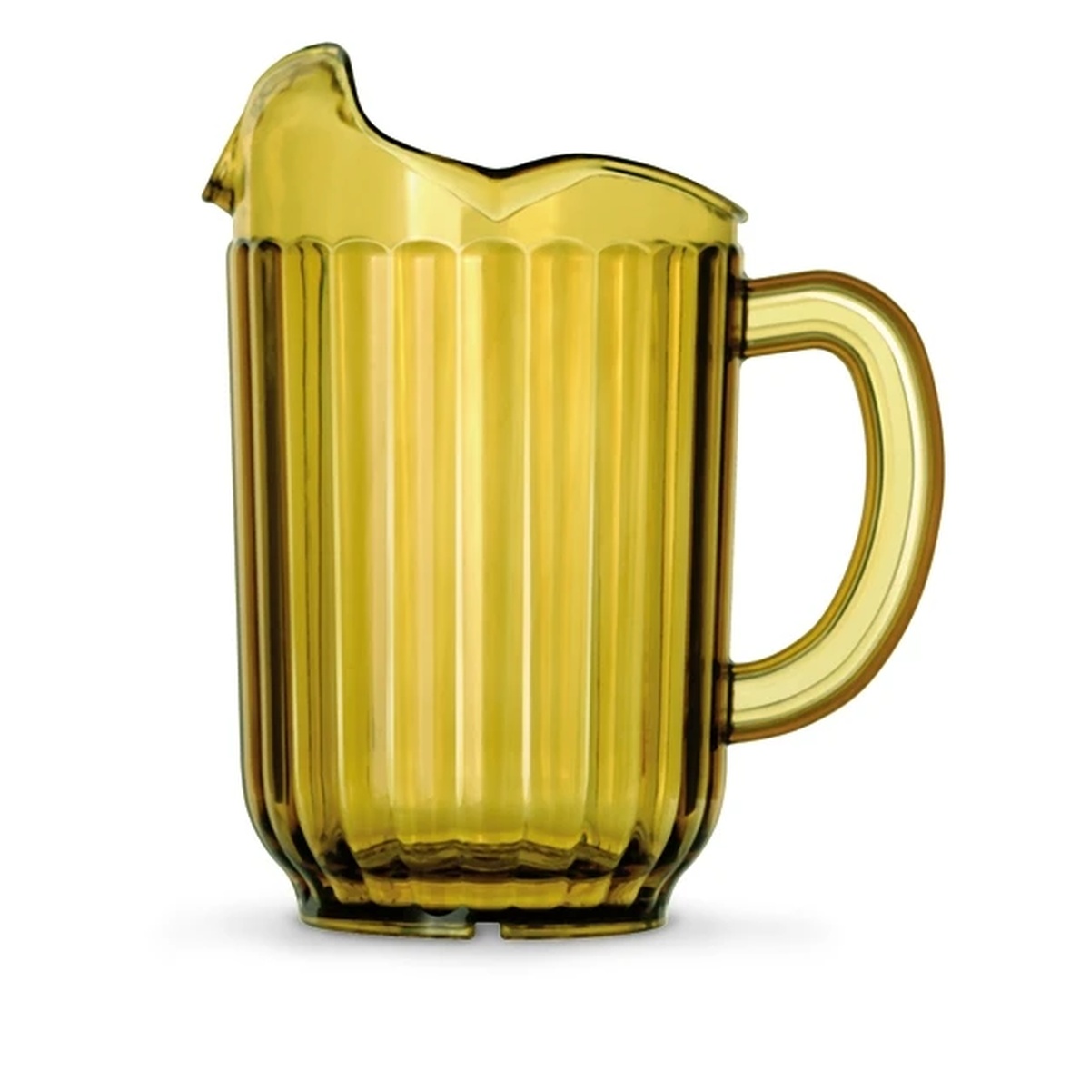 Vollrath Traex Tuffex 60 oz amber polycarbonate beverage pitcher with three-lip design and handle