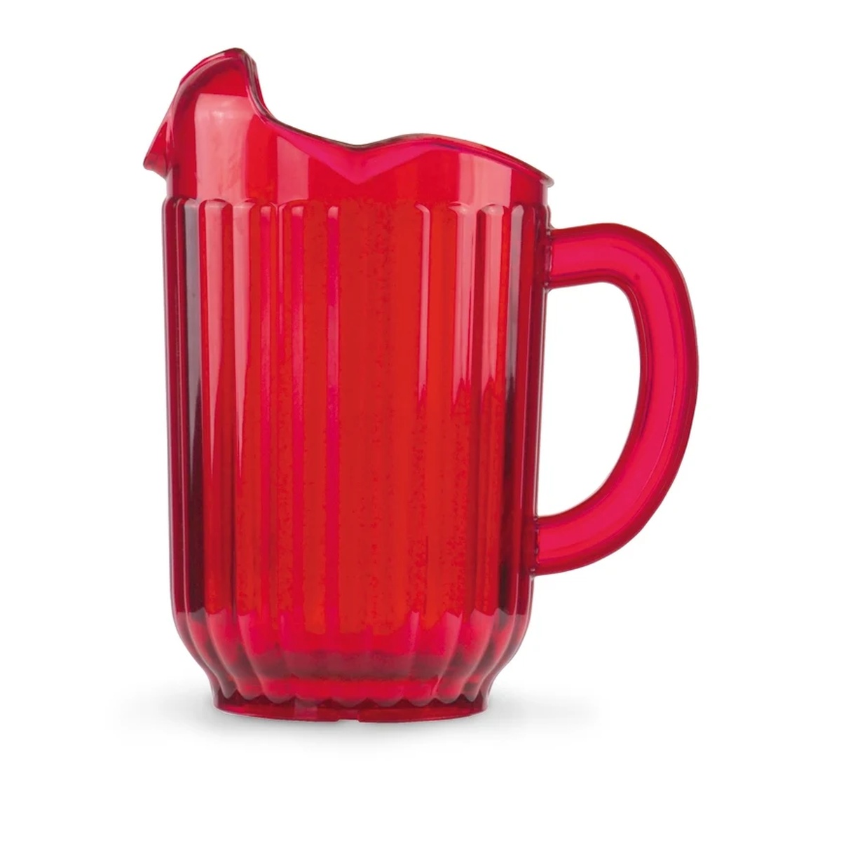 Vollrath Traex Tuffex 60 oz. polycarbonate three-lip beverage pitcher with textured ribbed body and handle
