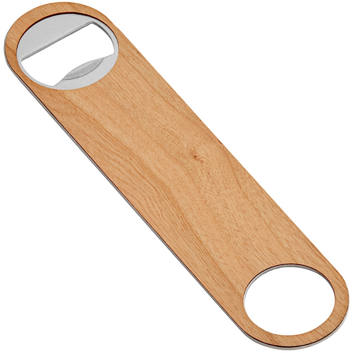 Franmara 6055-BU Pro-Cap bottle opener showing natural cherry wood overlay and stainless steel opening mechanism