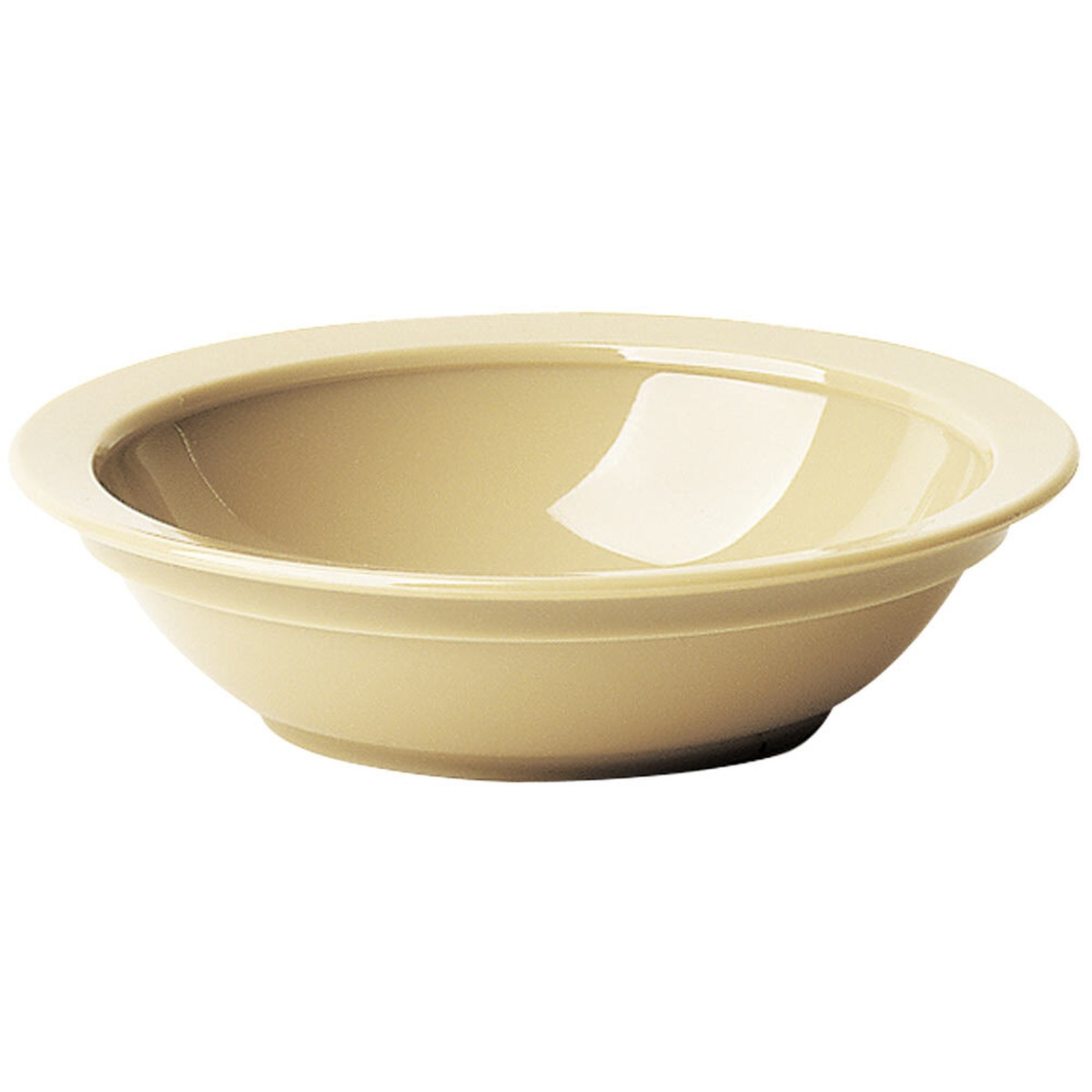 Cambro 60CW133 beige polycarbonate grapefruit bowl with wide rim and shallow profile