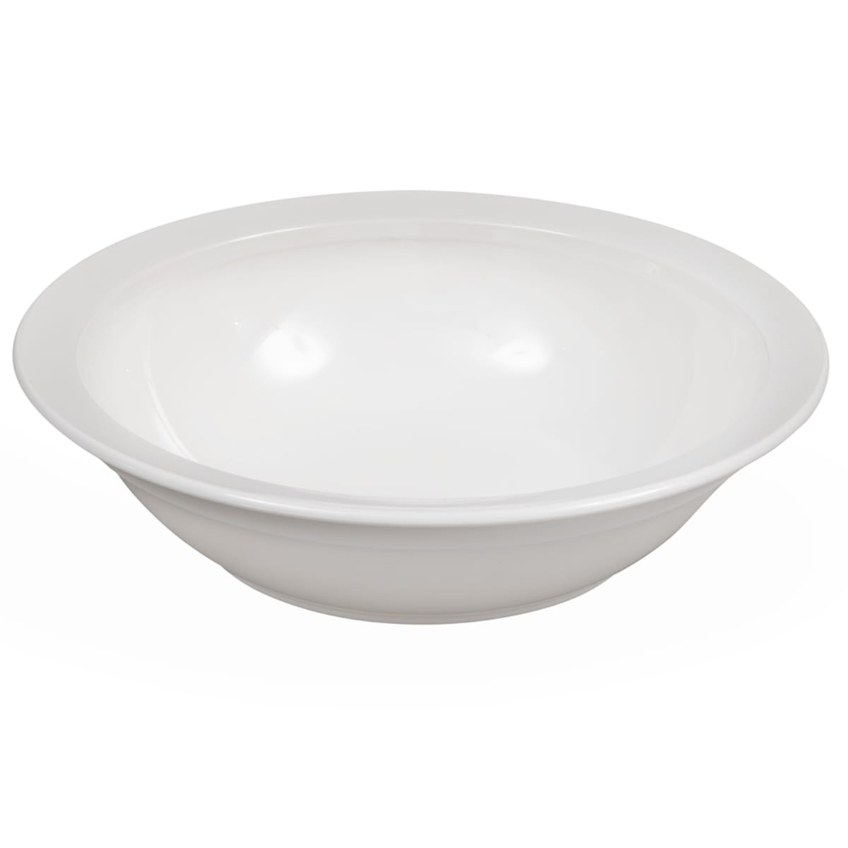 Cambro 60CW148 white polycarbonate grapefruit bowl, angled view showing glossy interior