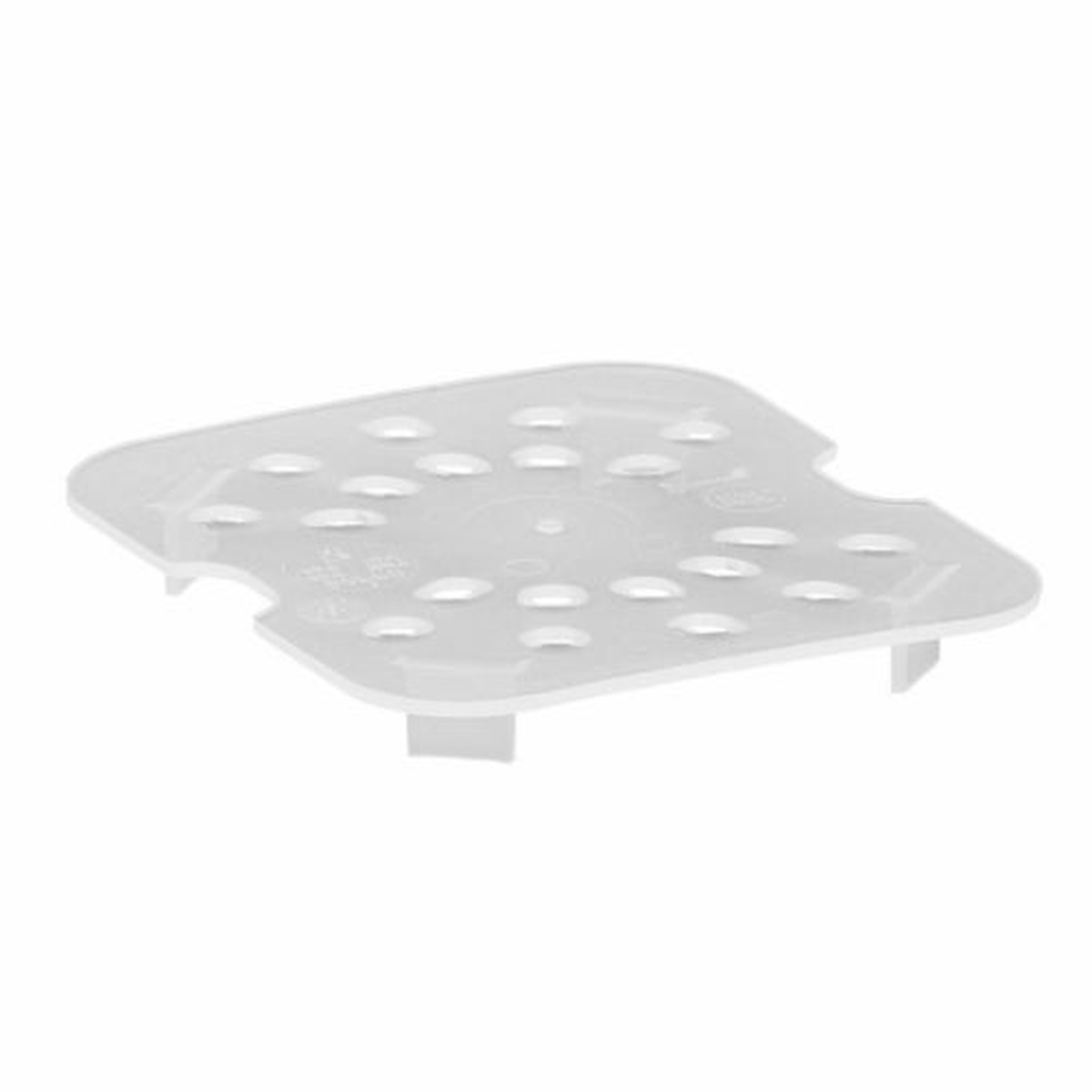 Cambro 60PPD190 translucent polypropylene 1/6 size drain shelf with porous drainage holes and raised feet