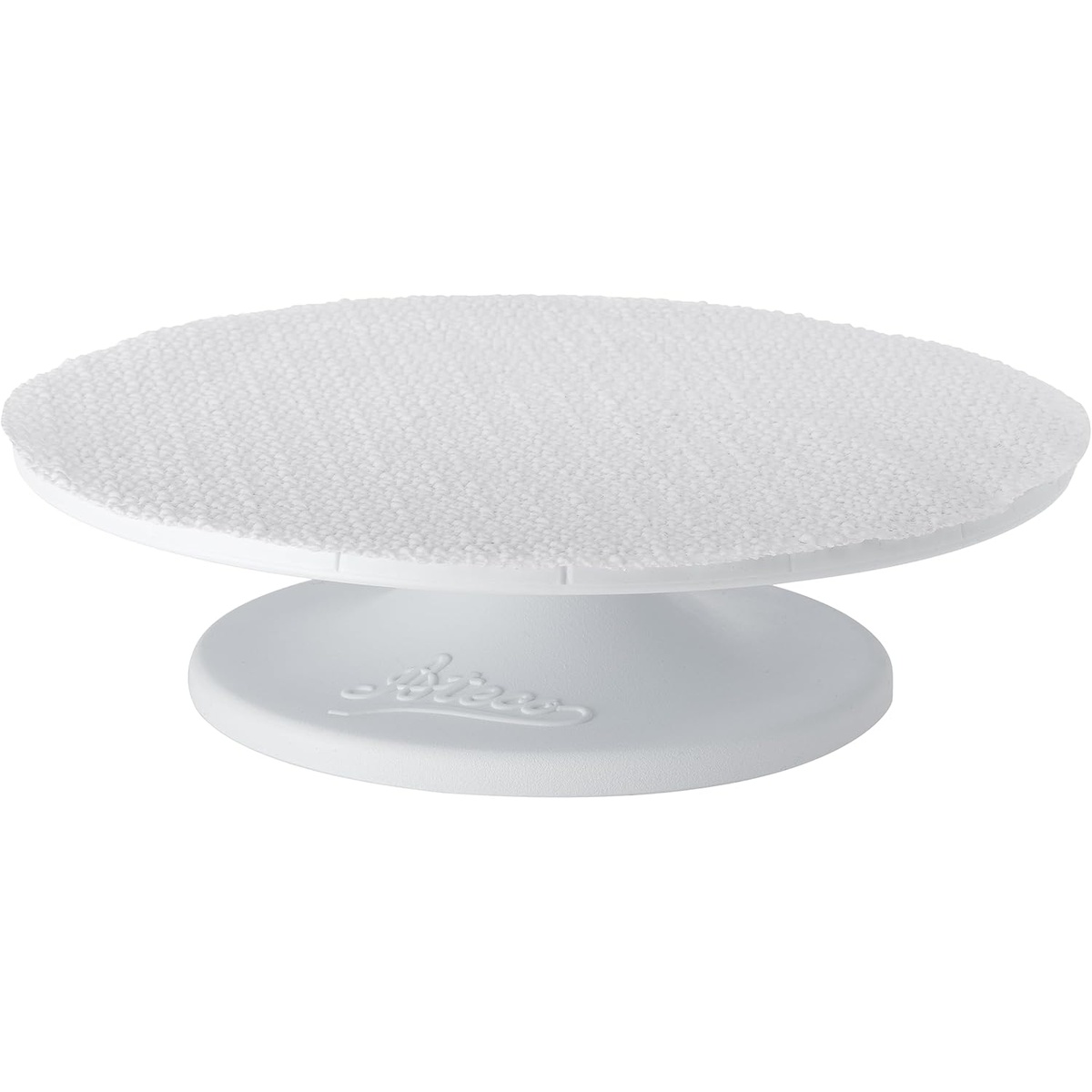 Ateco 610 white revolving plastic cake turntable with non-slip textured surface and branded base