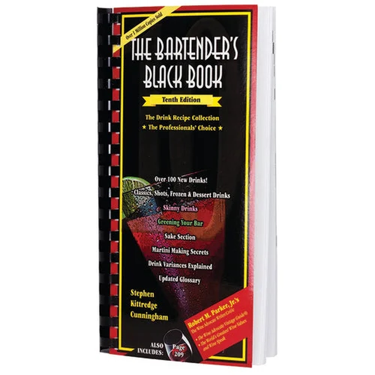 The Bartender's Black Book Tenth Edition by Stephen Kittredge Cunningham, spiral-bound reference book