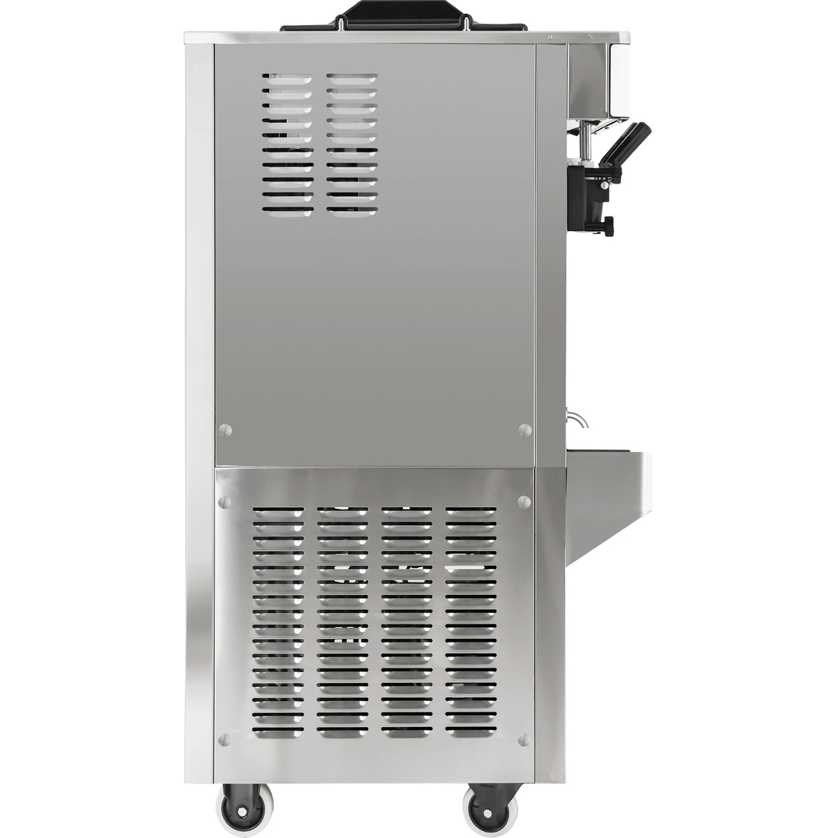 Side view of Spaceman 6250-C soft serve machine showing ventilation panels and casters