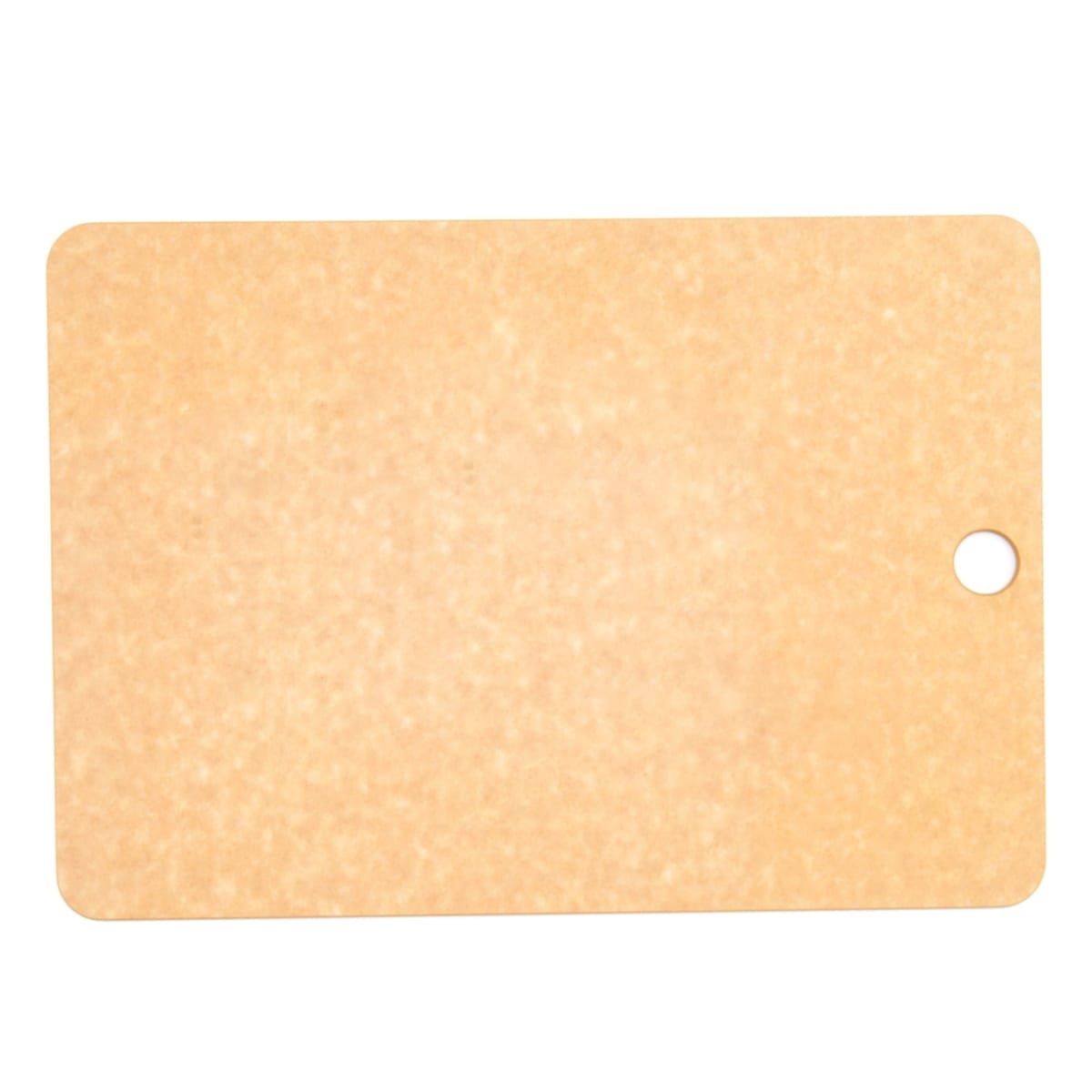 Epicurean 629-241601 natural composite wood sheet pan board with rounded corners and hanging hole on white background