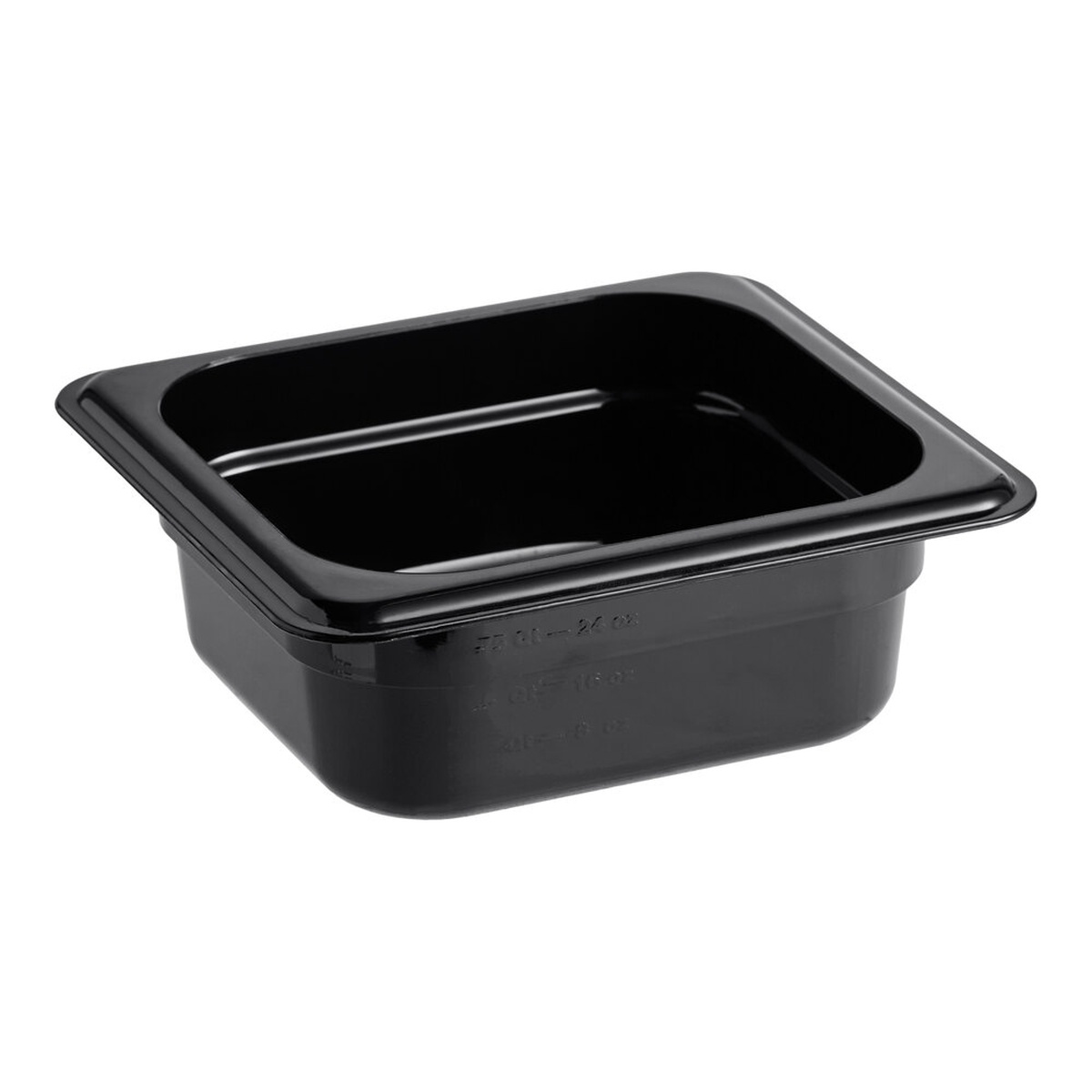 Cambro 62CW110 black 1/6 size polycarbonate food pan on white background