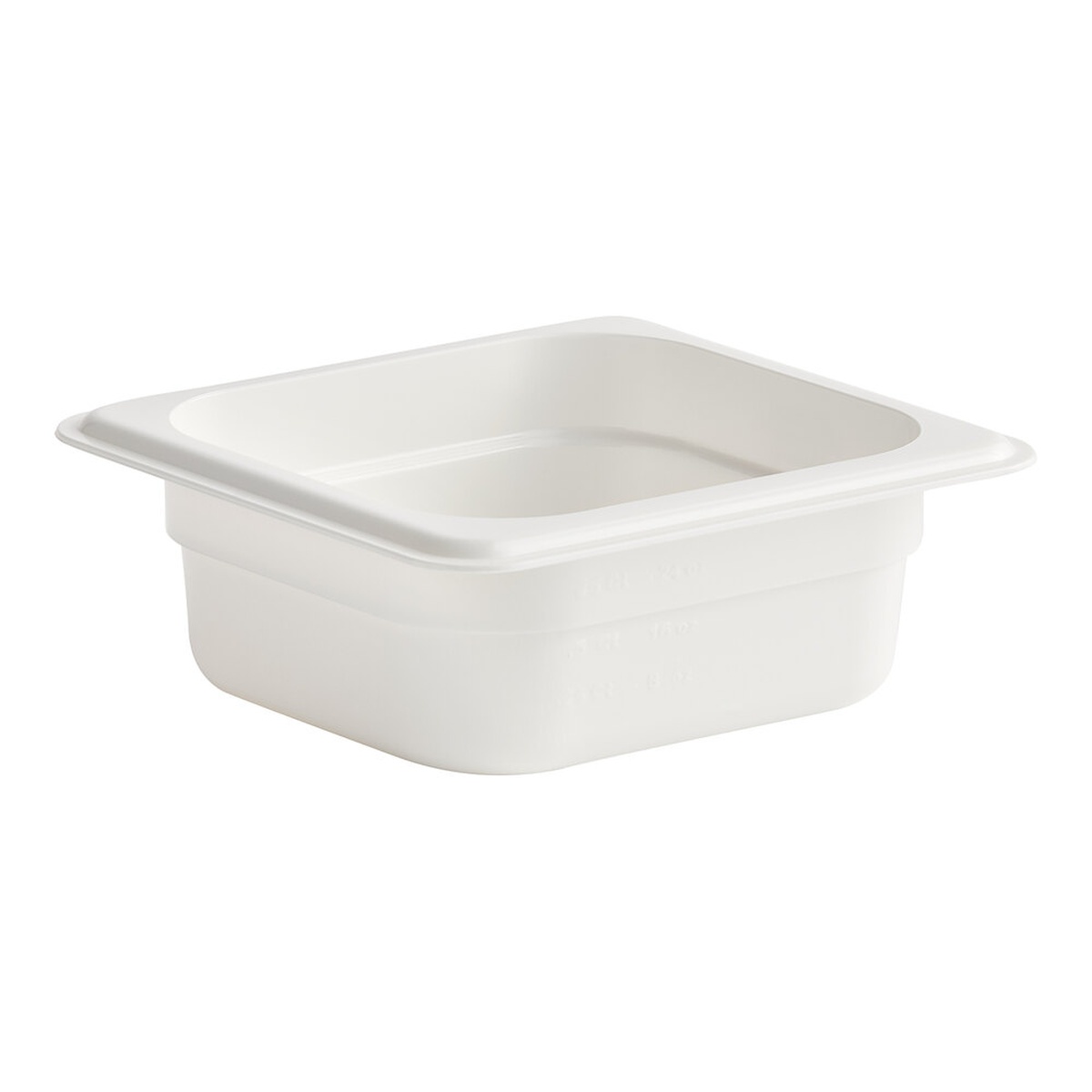 Cambro 62CW148 white polycarbonate 1/6 size food pan, 2 1/2 inches deep, shown on white background