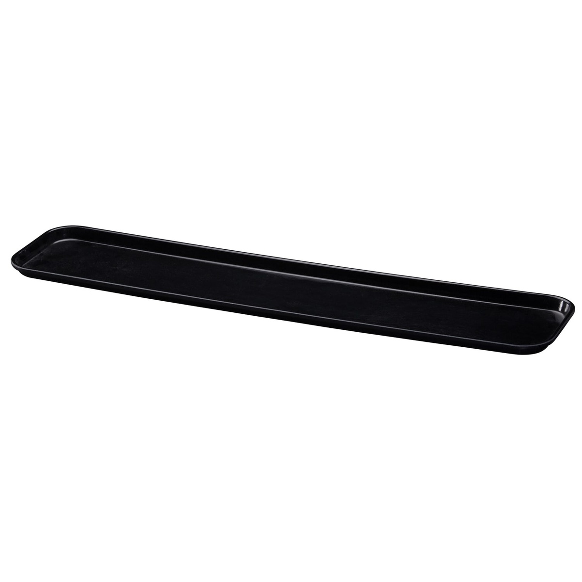Cambro 630MT110 black rectangular fiberglass market display tray, 30 inches long by 6-7/16 inches wide