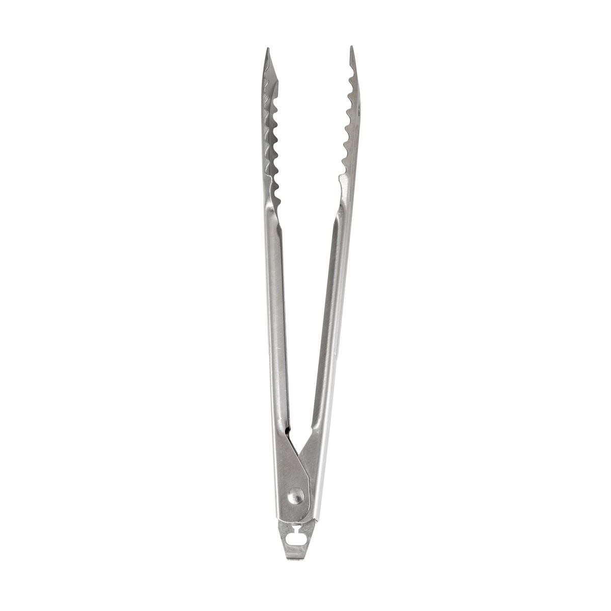 Edlund utility tongs shown upright in side profile, highlighting the locking mechanism at the base
