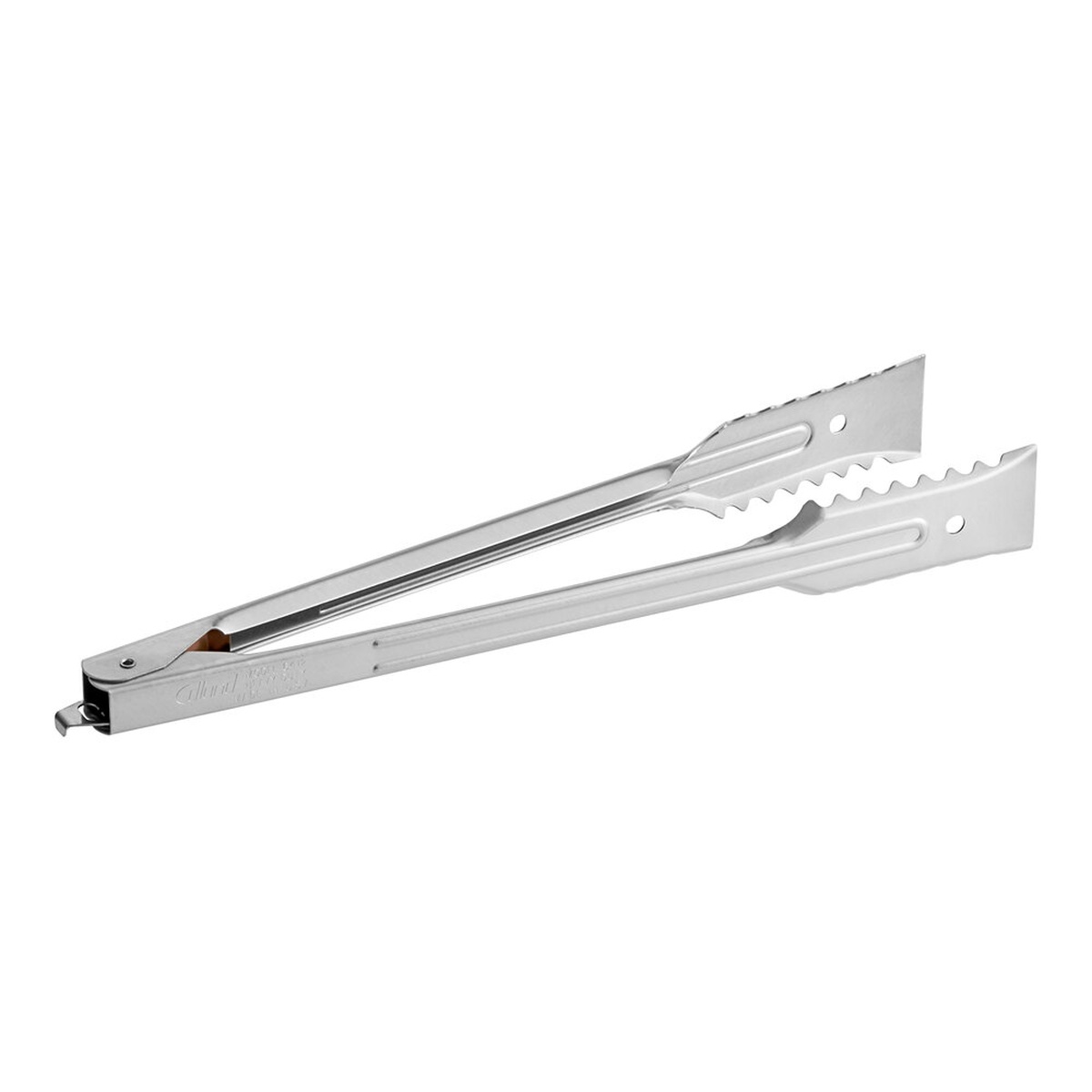 Edlund 6412HDL 12-inch stainless steel heavy-duty gripper tongs with locking mechanism, shown on white background