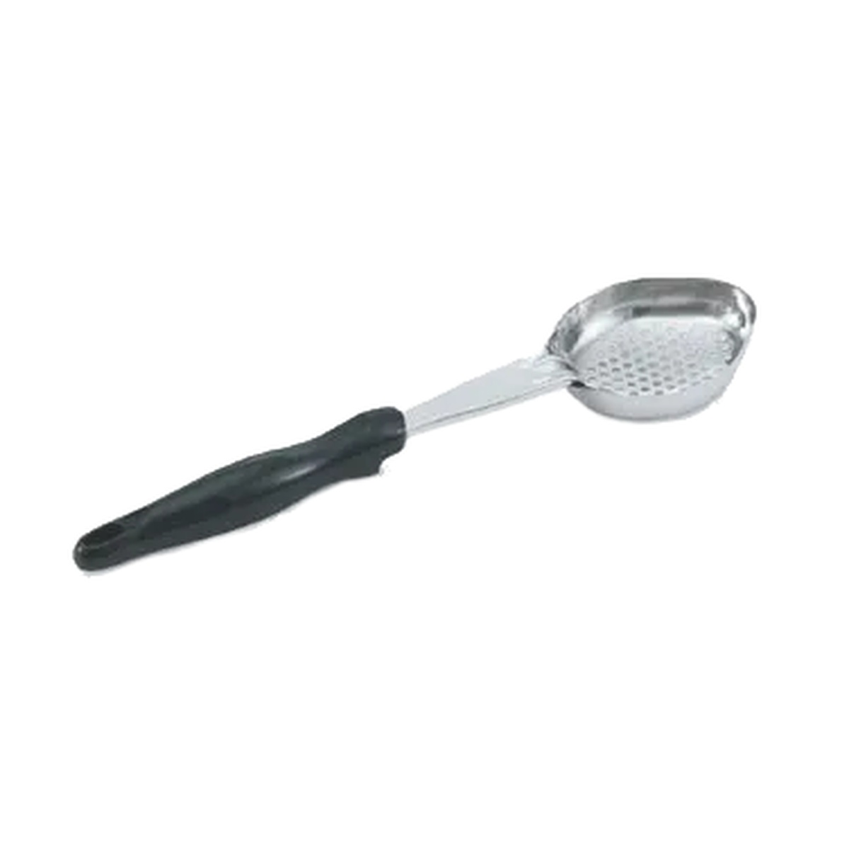 Vollrath 6422420 4 oz oval perforated Spoodle with black nylon handle and stainless steel bowl