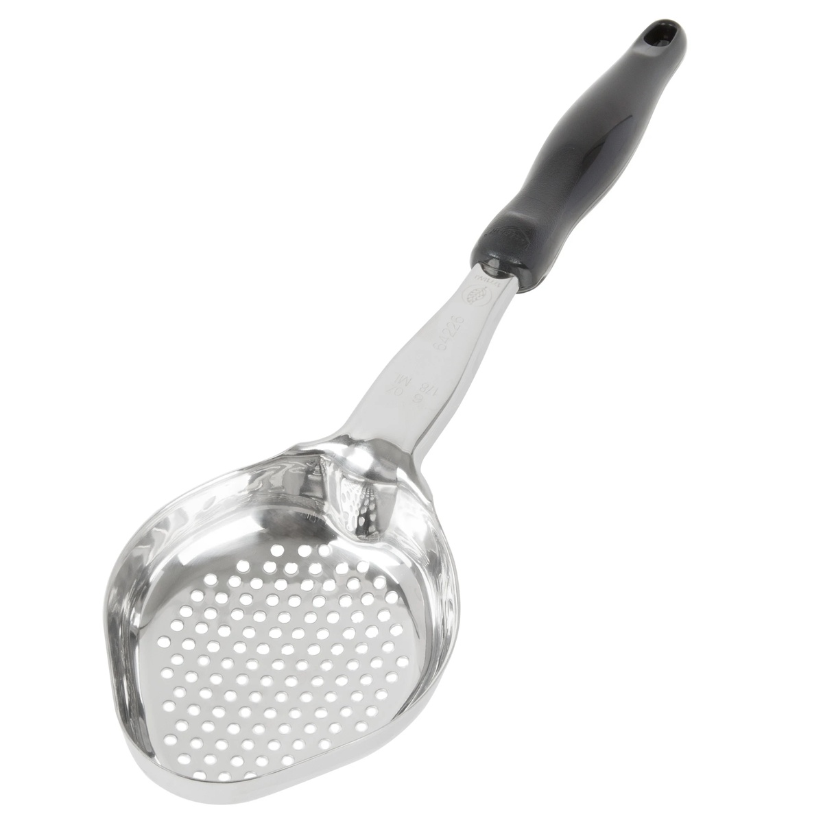 Vollrath 6422620 perforated oval Spoodle with mirror-finish stainless steel bowl and black nylon handle