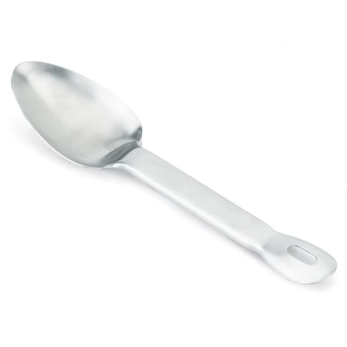 Vollrath 64400 solid stainless steel basting spoon with satin finish and patented turn-down handle
