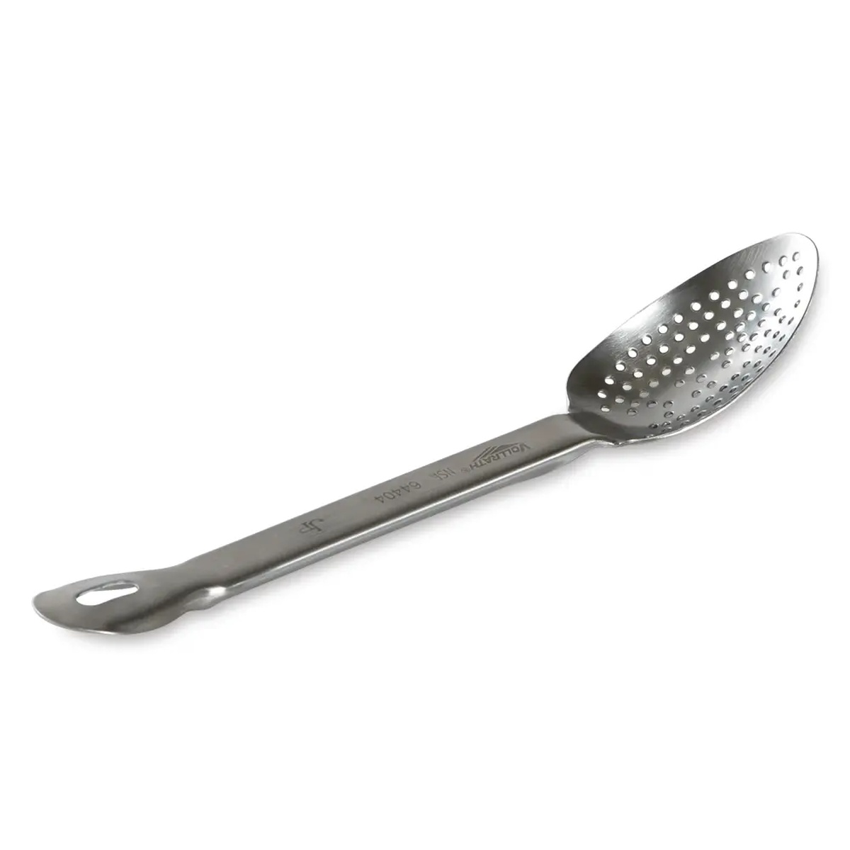 Vollrath 64404 13-1/4 inch perforated stainless steel basting spoon with turned-down handle and satin finish