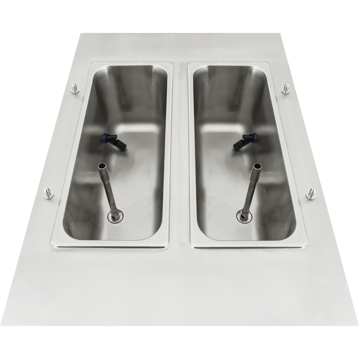 Top view of Spaceman USA 6455-CL showing two stainless refrigerated mix hoppers