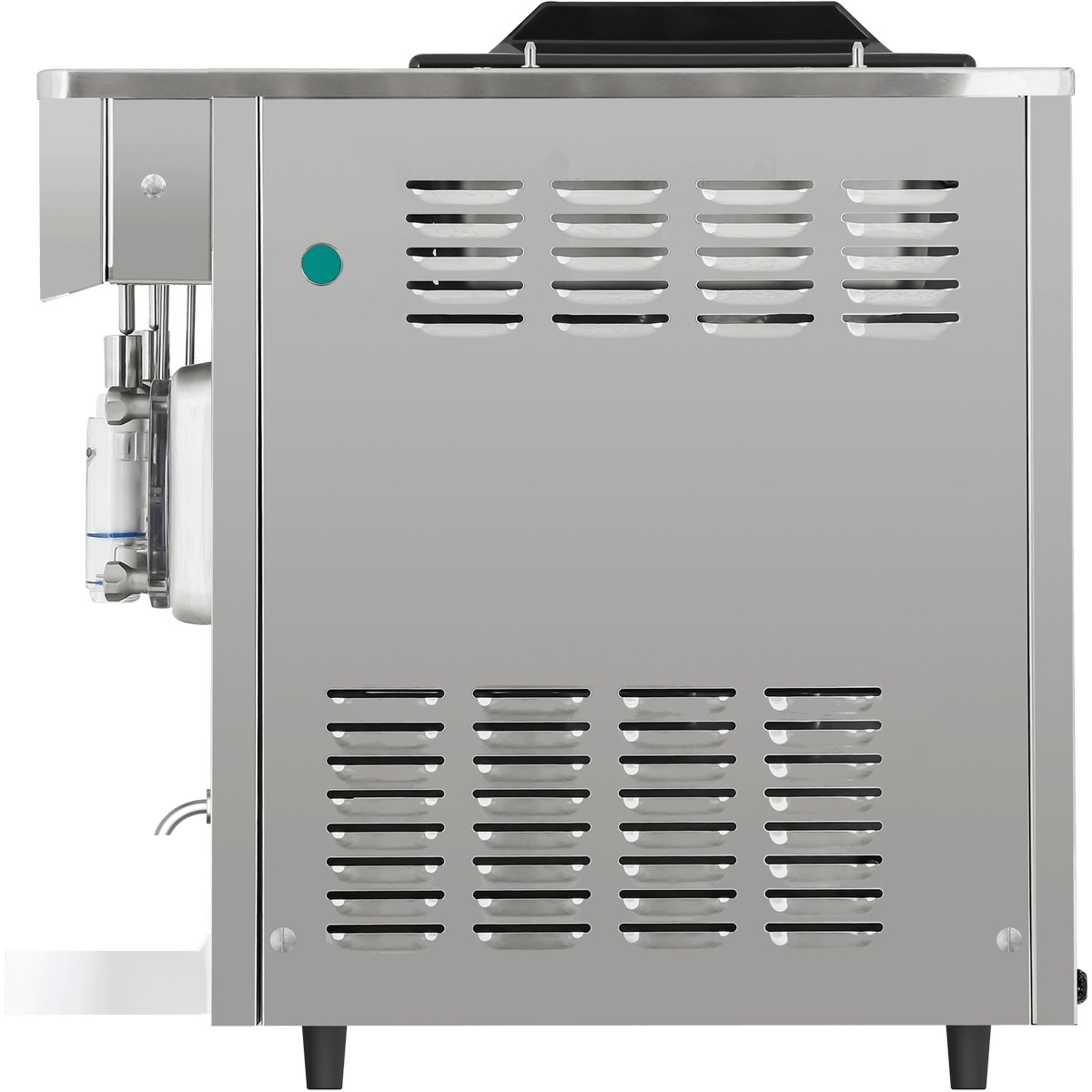 Alternate side view of Spaceman USA 6455-CL showing countertop footprint and venting
