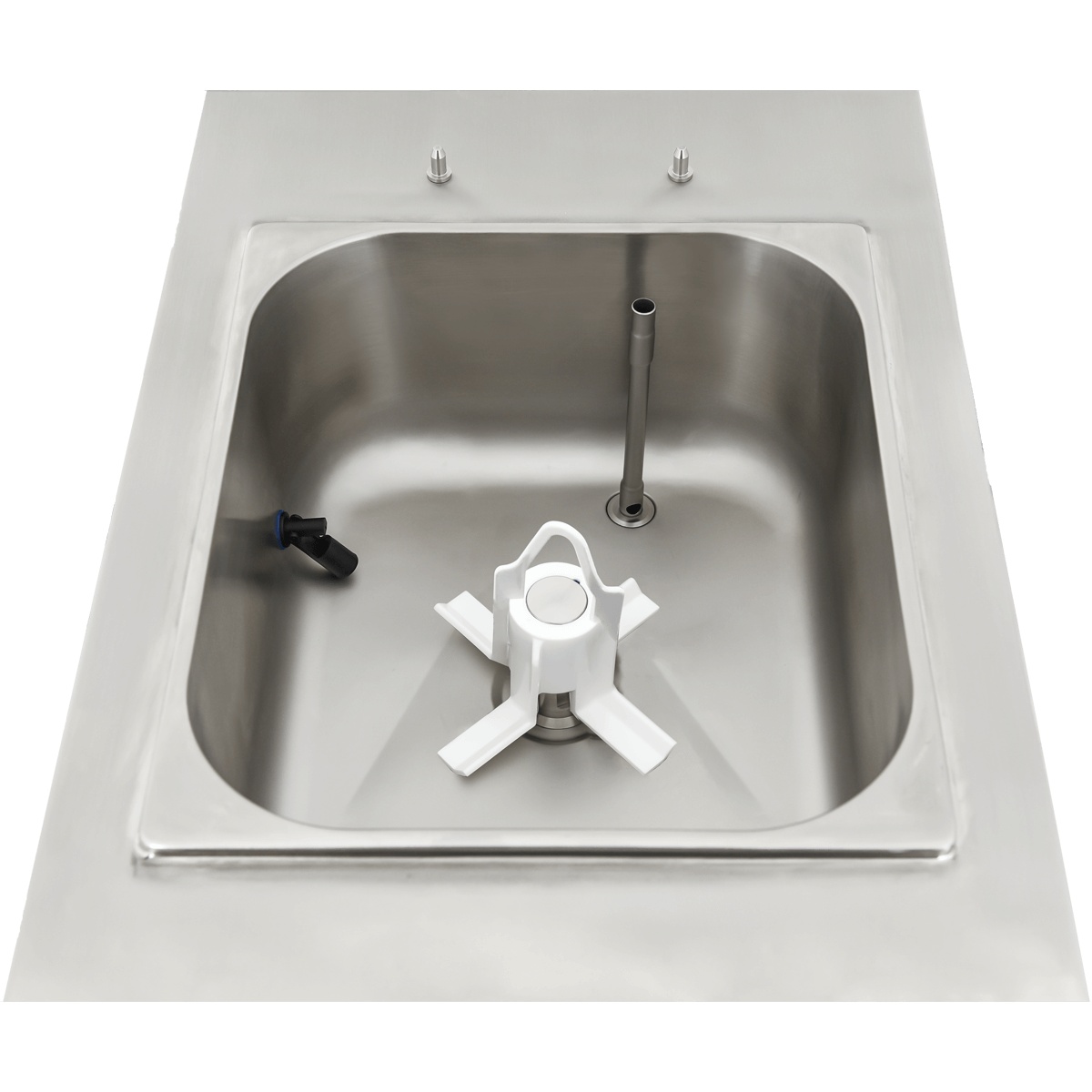 Top view of stainless refrigerated mix hopper with agitator