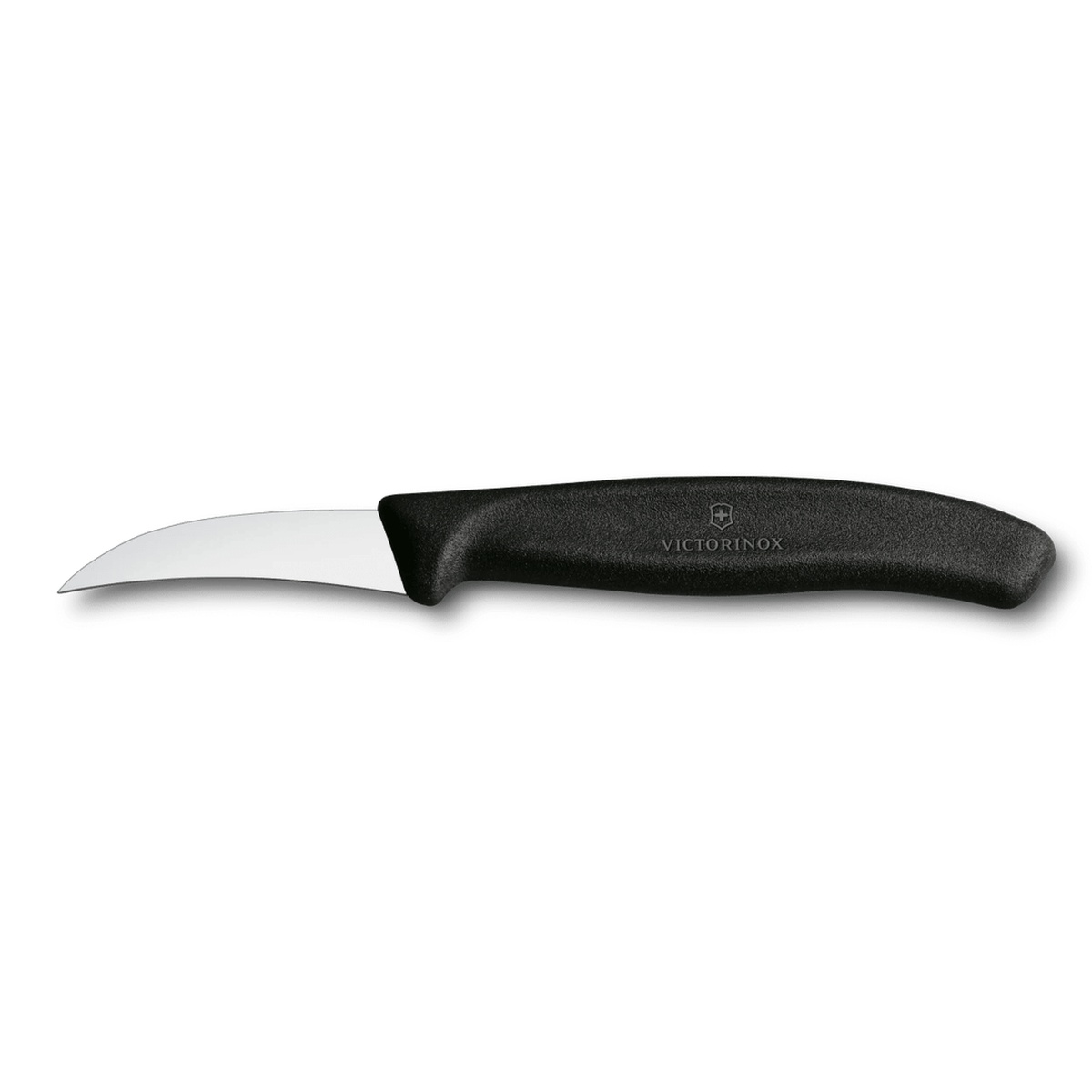 Victorinox 6.7503 paring knife side profile showing ergonomic black handle and polished stainless blade