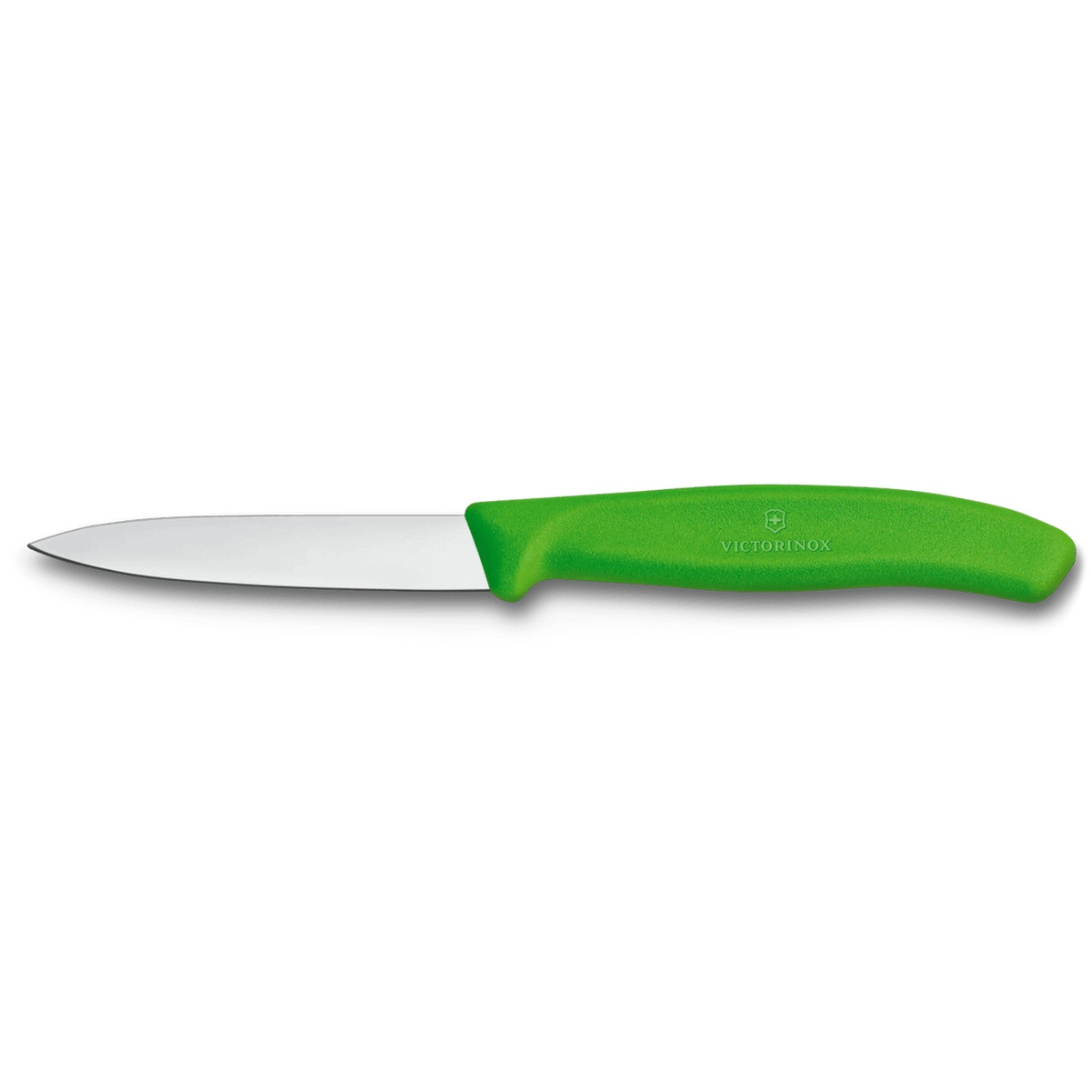 Victorinox Swiss Classic Paring Knife with green polypropylene handle and stainless steel spear point blade