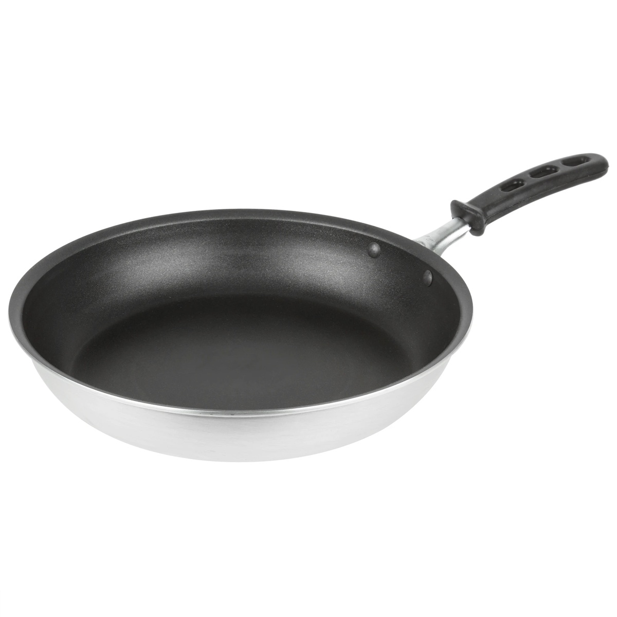 Vollrath 67612 12-inch Wear-Ever aluminum fry pan with black SteelCoat x3 nonstick interior and black silicone TriVent handle